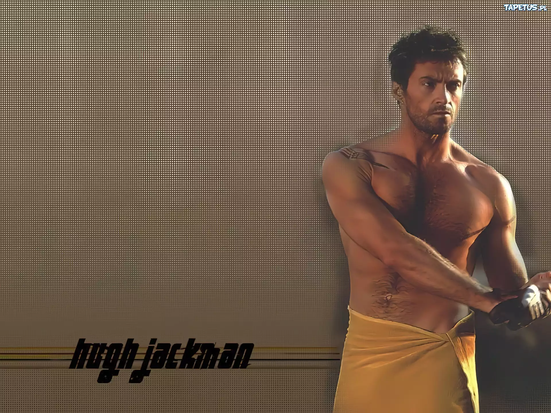 Hugh Jackman,ręcznik, broda