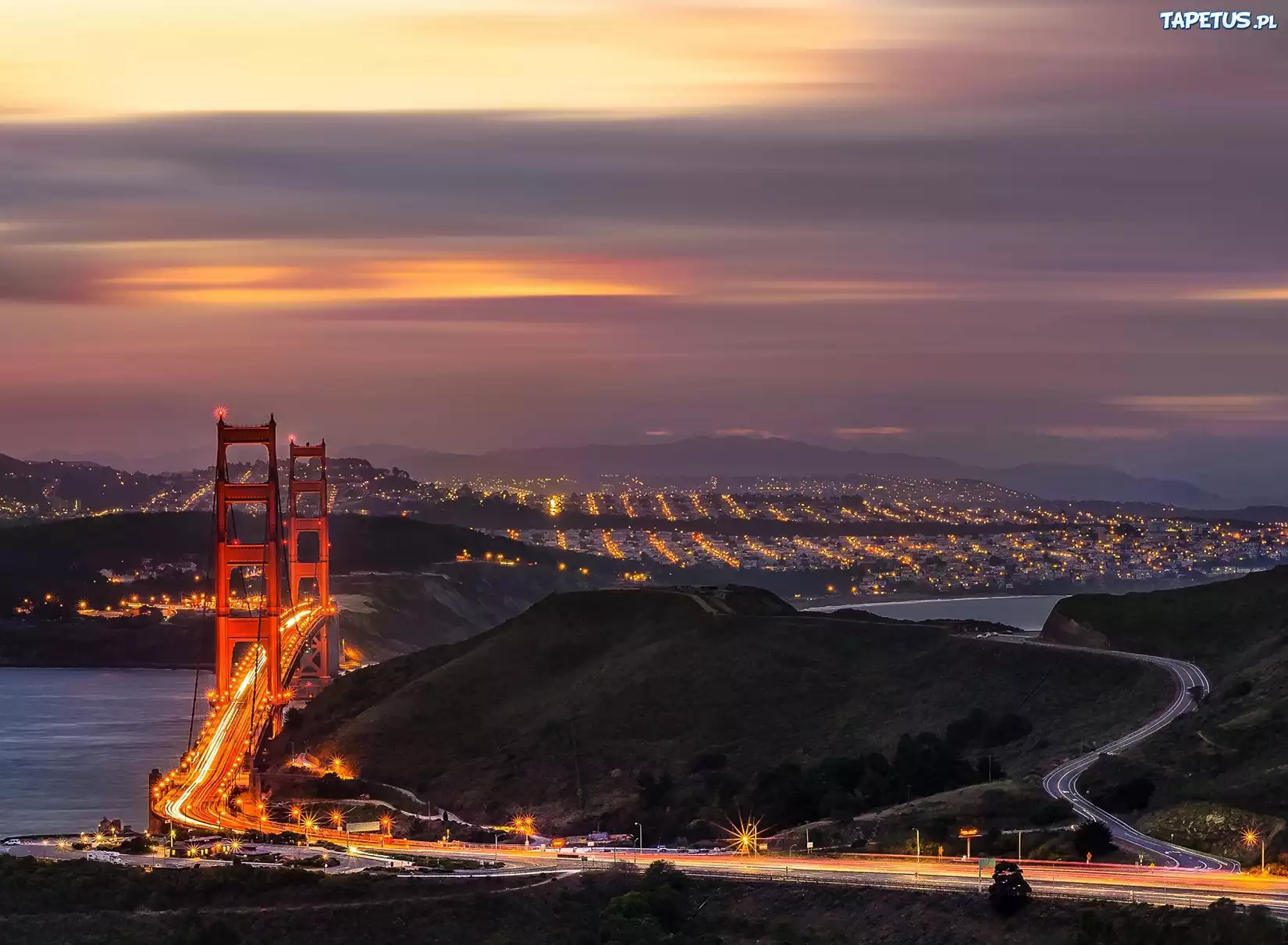 San Francisco, Most, Miasto, Noc