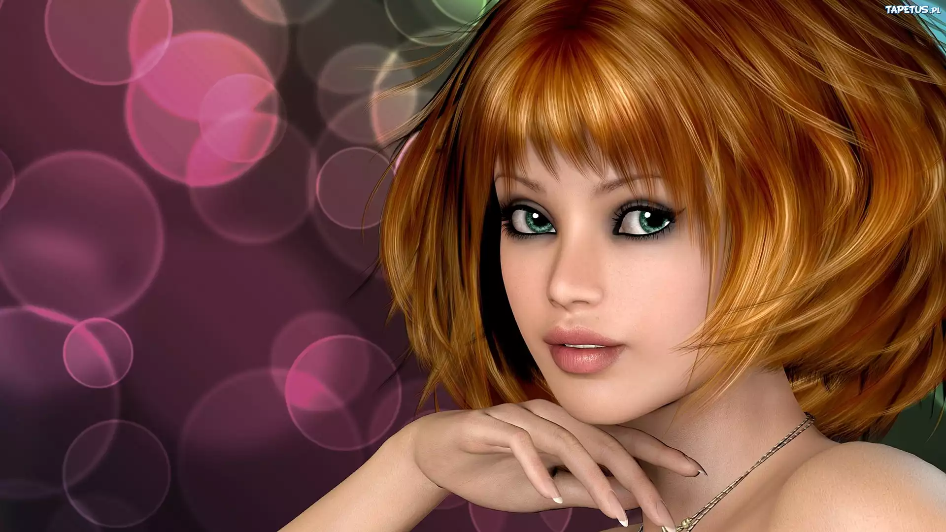 Kobieta, Dłoń, Portret, Grafika, 3D