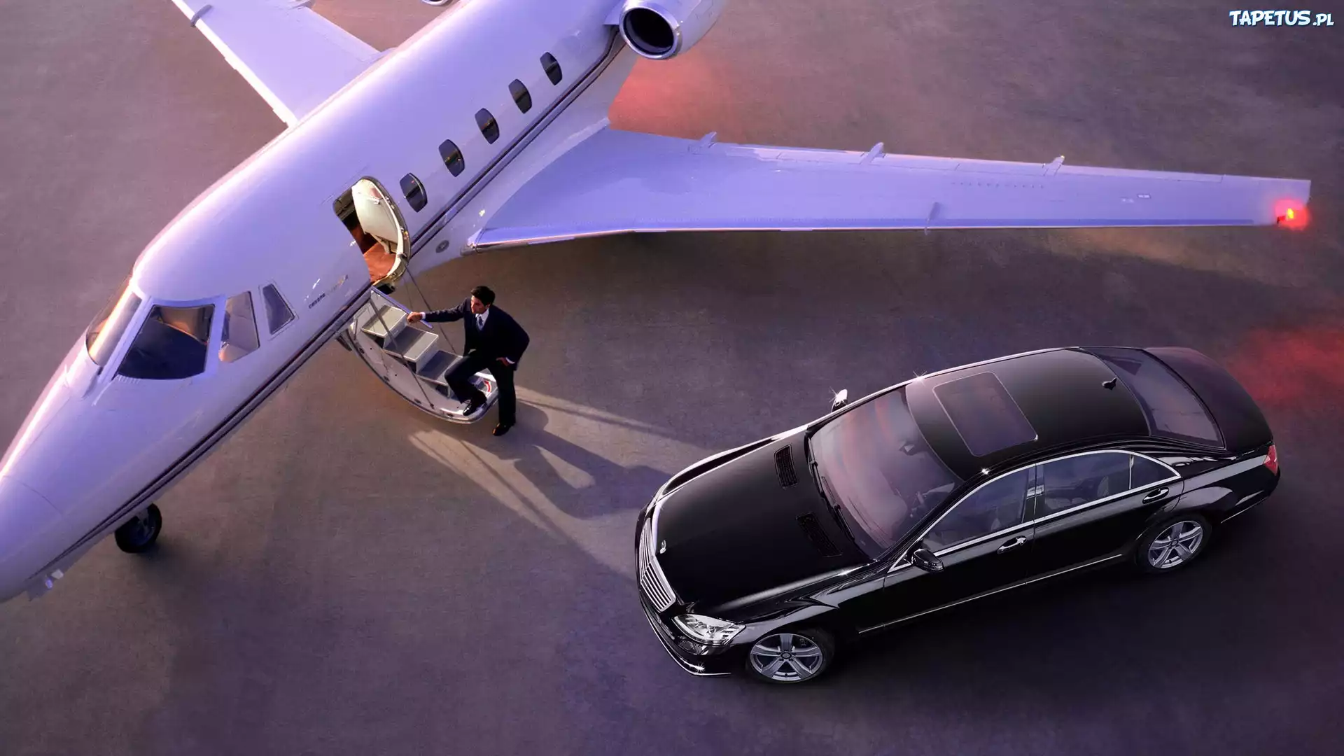 Mercedes, S550, Samolot, Mężczyzna