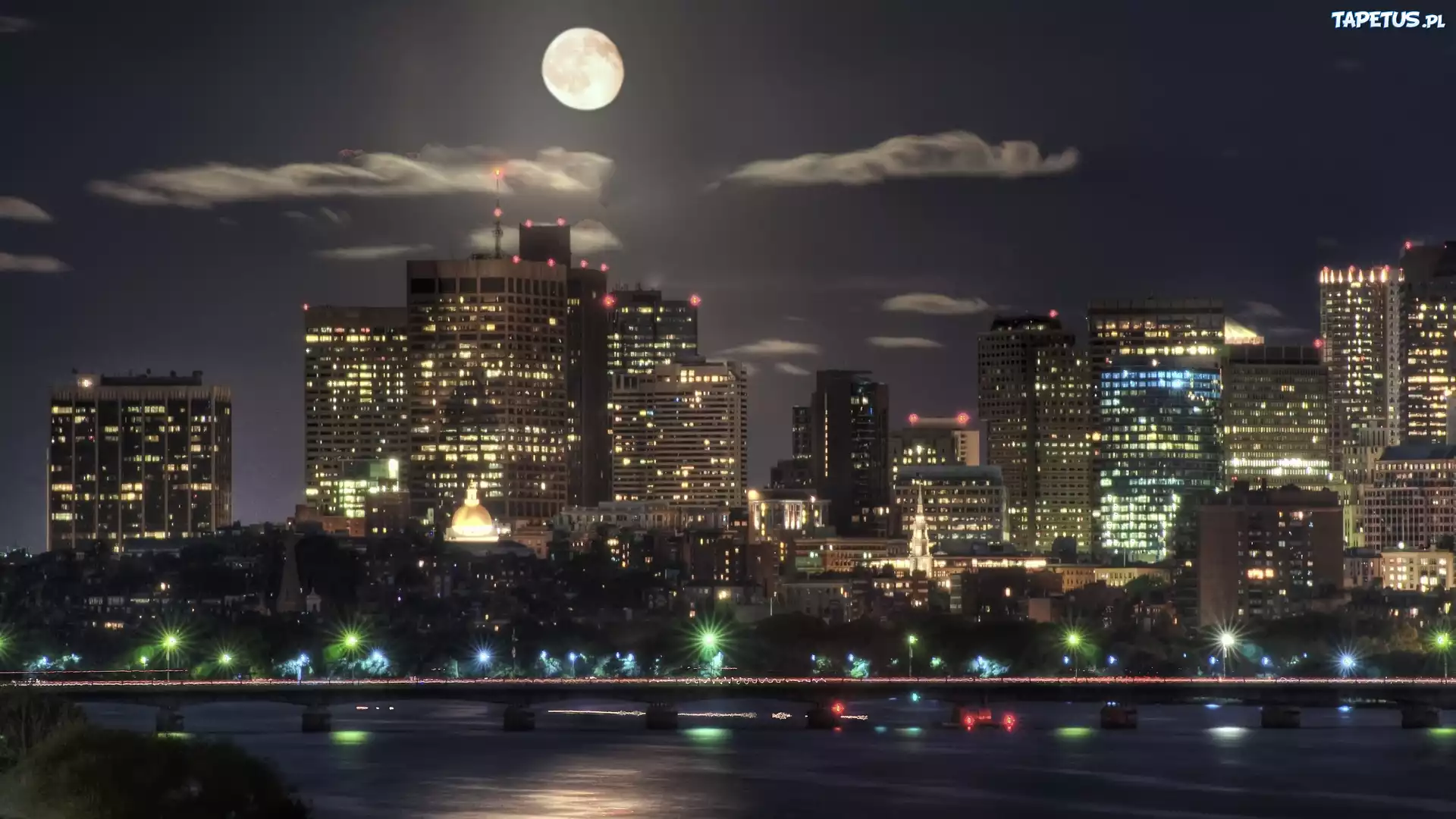 Vancouver, Kanada, Budynki, Panorama, Miasta, Księżyc