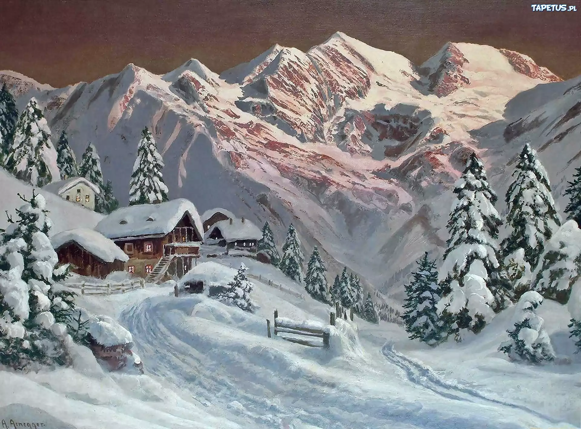 Alois, Arnegger, Zima, Góry, Domy, Świerki