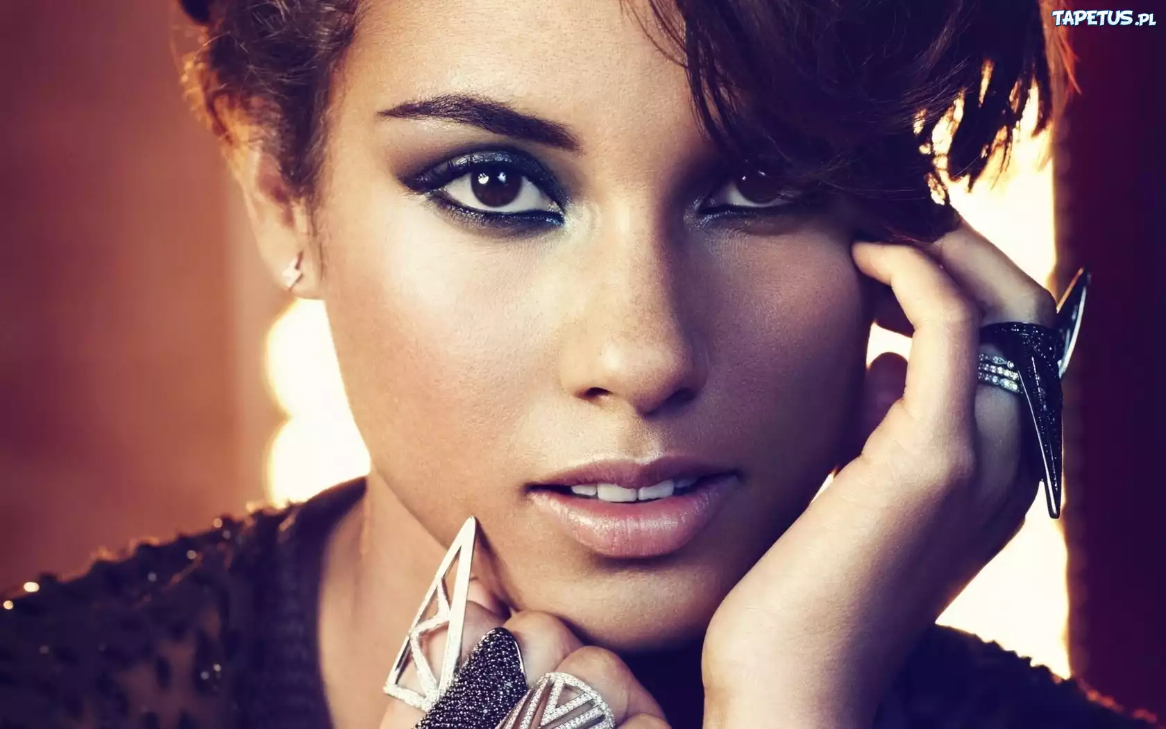 Piękna, Kobieta, Alicia Keys, Biżuteria, Makijaż