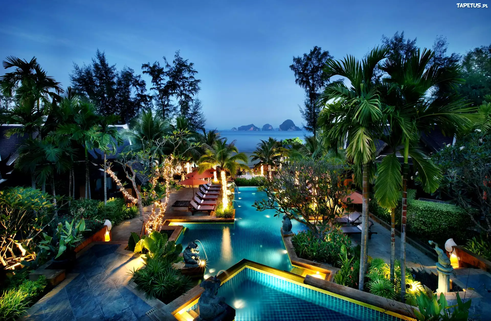 Hotelowy, Kompleks, Basen, Zmrok