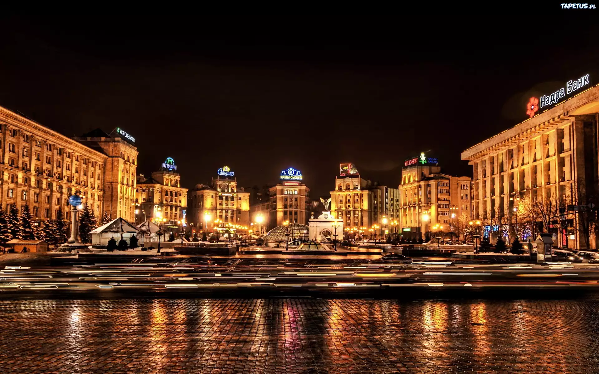 Ukraina, Kijów, Miasto, Noc