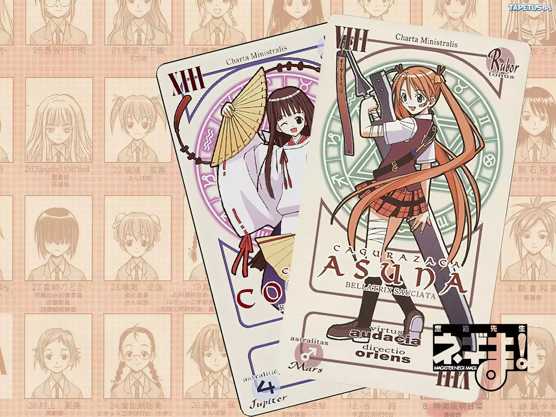 Mahou Sensei Negima, karty, postacie