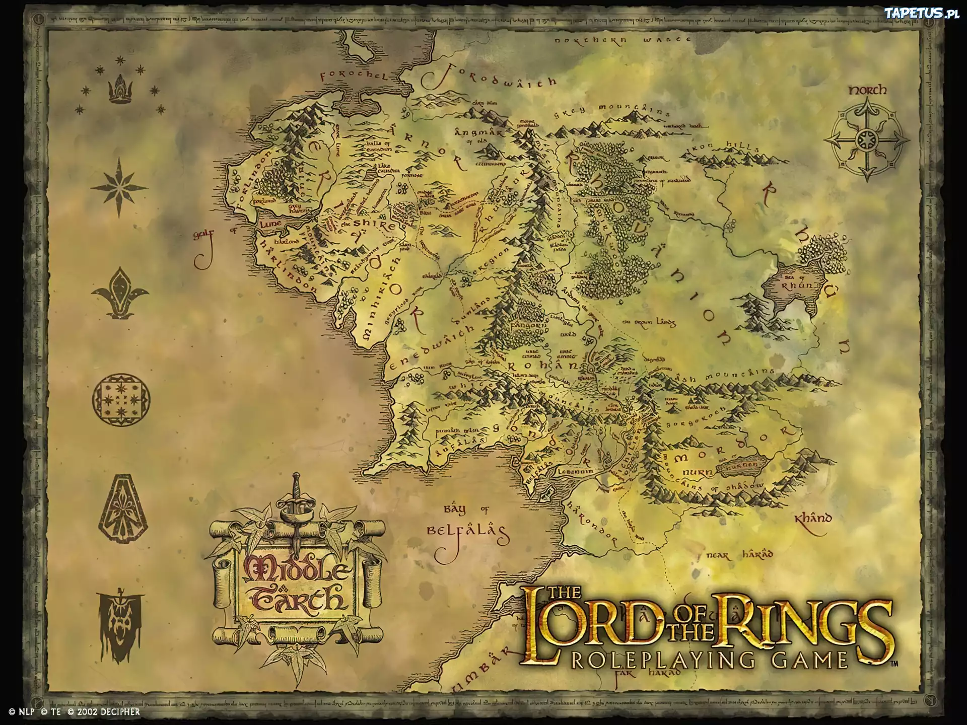 The Lord of The Rings, znaki, napis, mapa