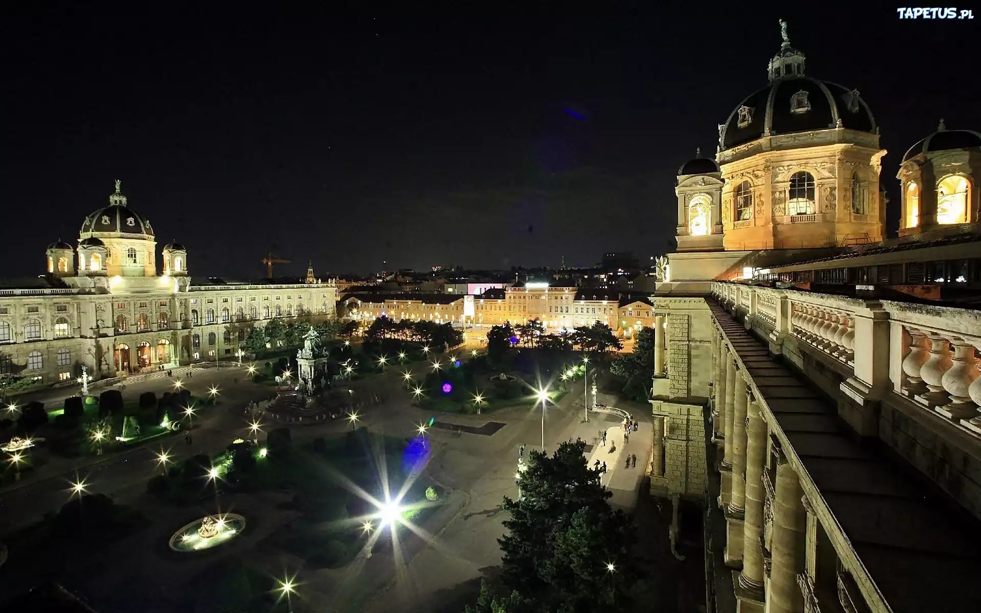 Wiedeń, Nocą, Oświetlone, Budynki