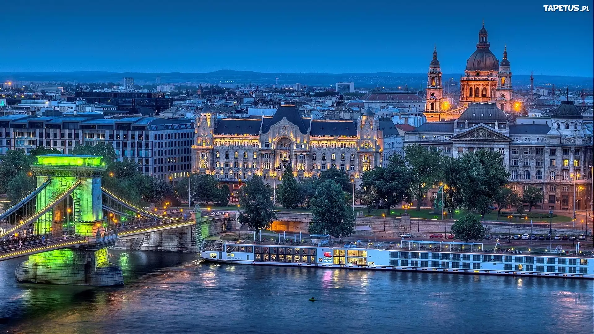 Budapeszt, Węgry, Panorama, Wieczór