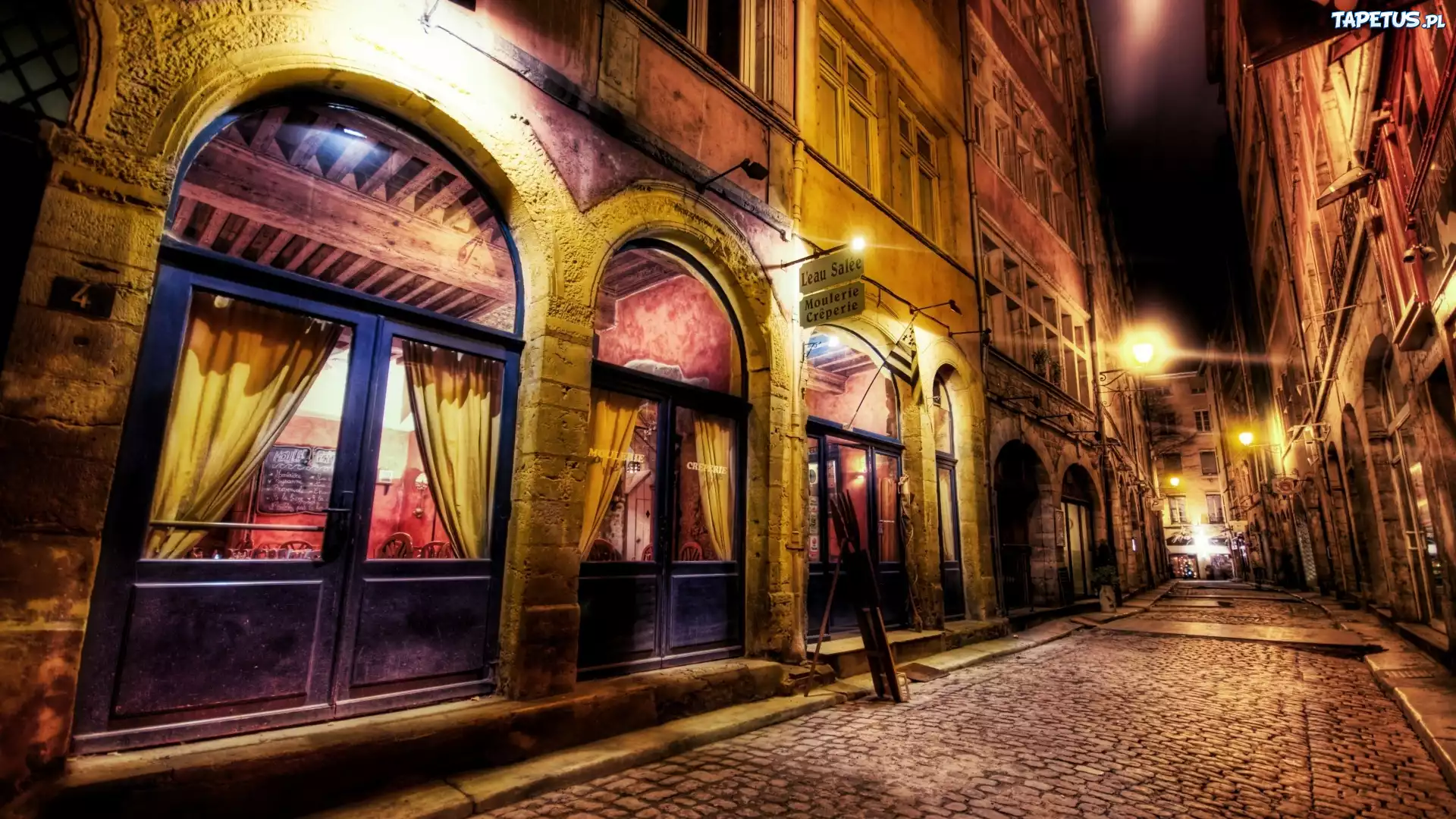 Domy, Ulica, Restauracja, Noc