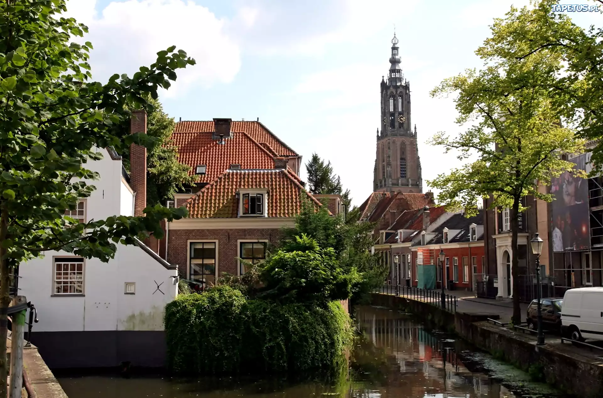 Kościół, Kamieniczki, Rzeka, Eem, Amersfoort