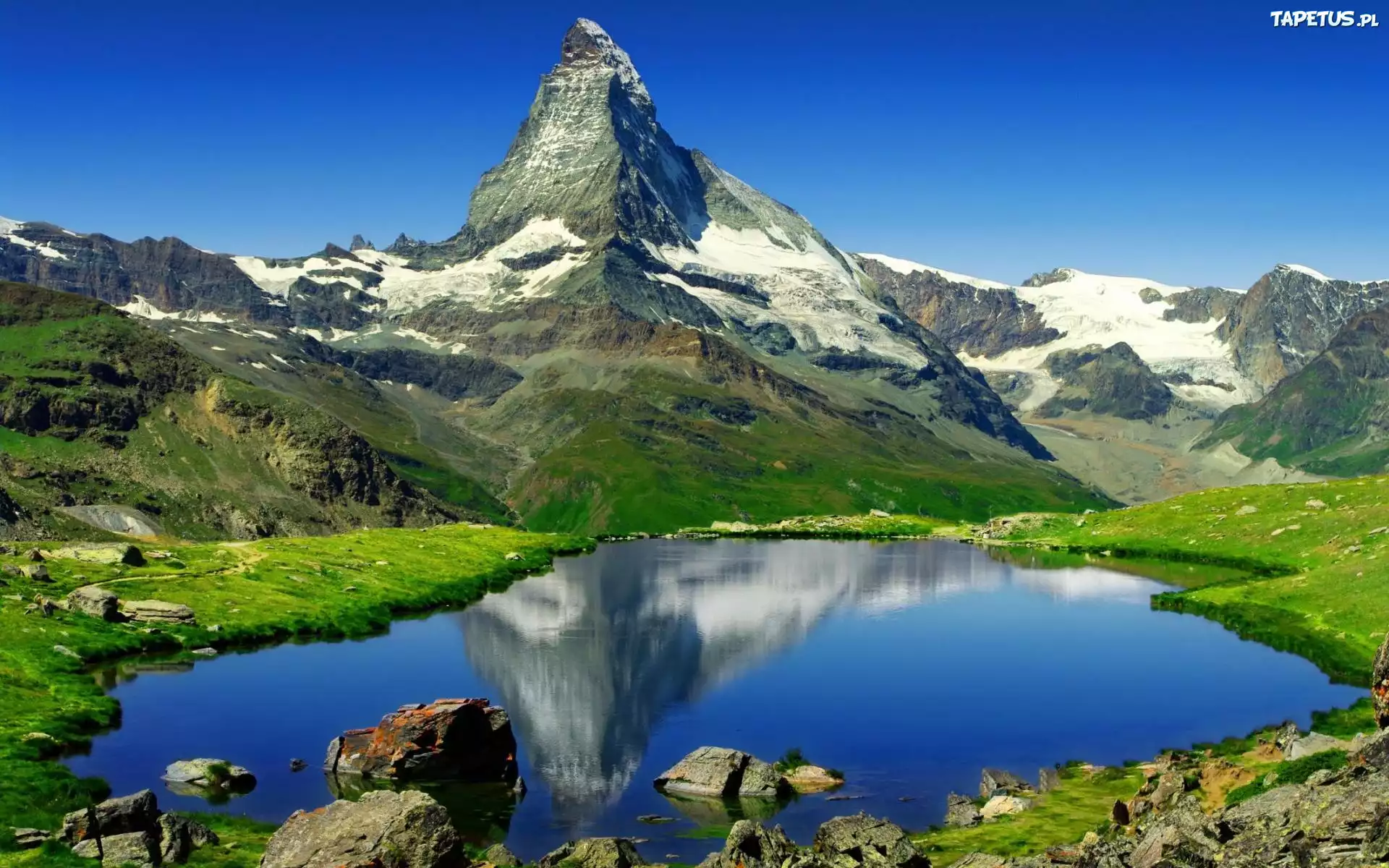 Góry, Jezioro, Matterhorn, Szwajcaria