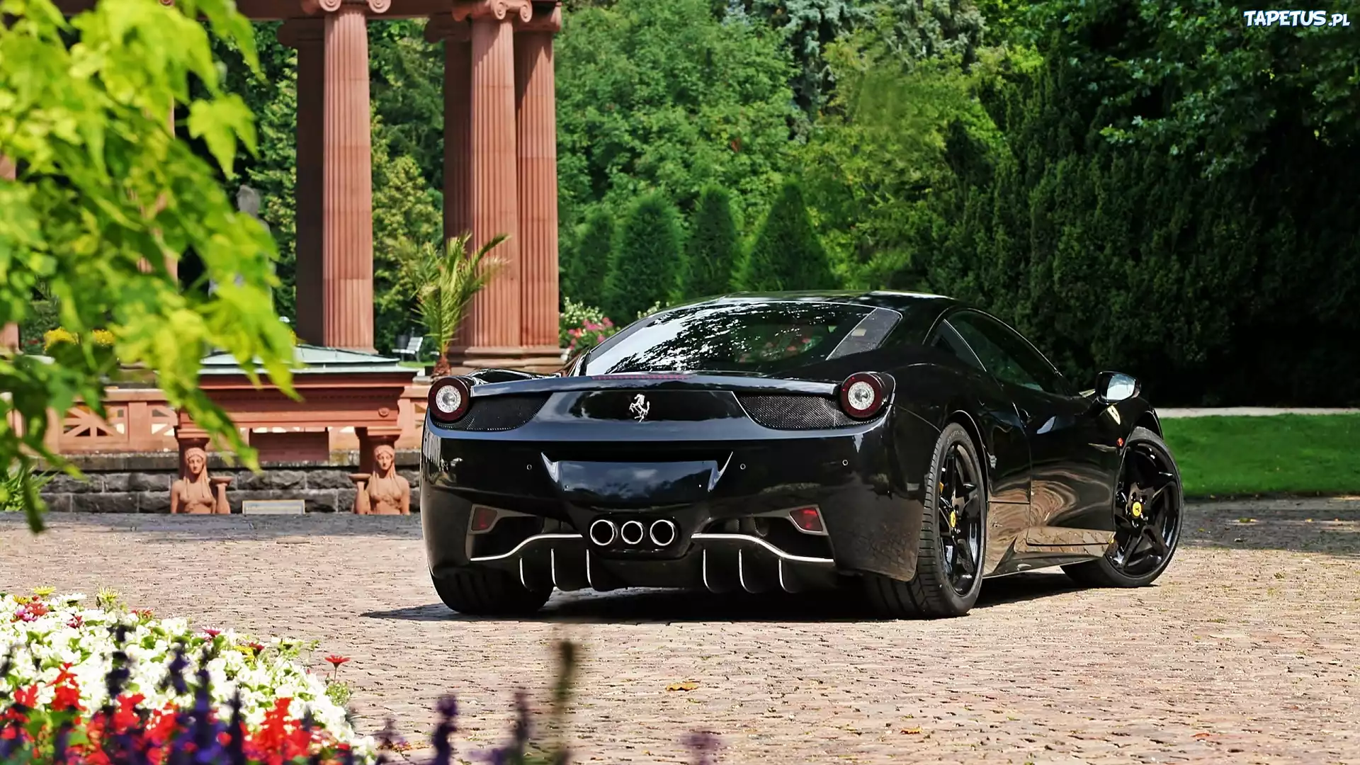 Lato, Park, Czarne, Ferrari 458, Sport