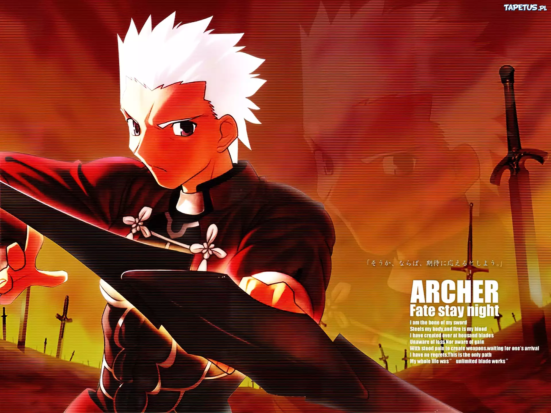 napisy, Fate Stay Night, fecet, miecze, twarz