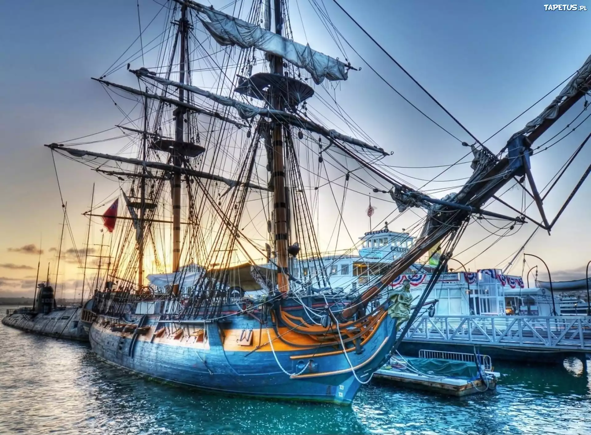 Morze, Port, Statek, Żaglowce