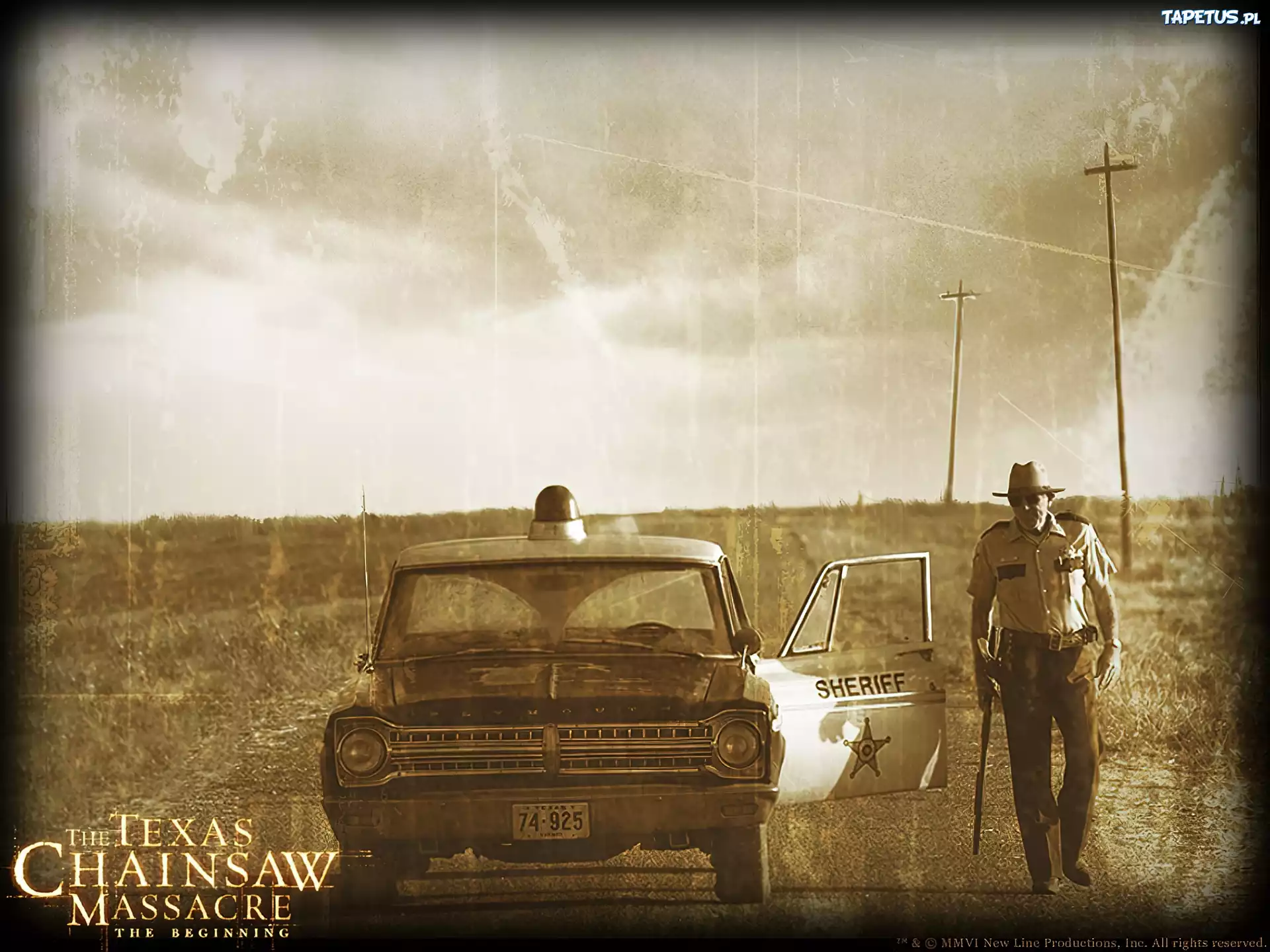 Texas Chainsaw Massacre The Beginning, szeryf, droga, radiowóz