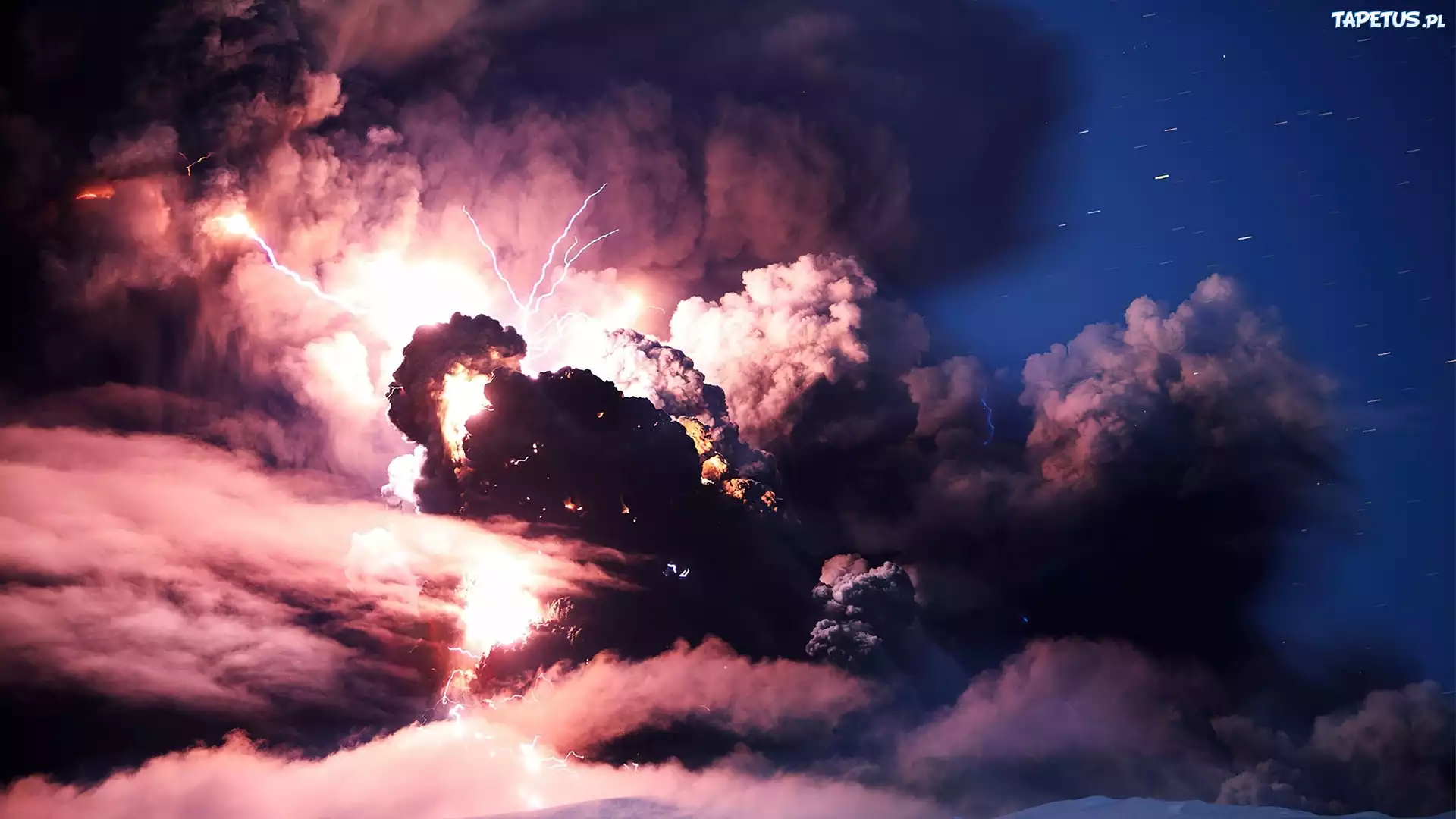 Islandia, Erupcja, Wulkanu, Eyjafjallajkull, Błyskawica