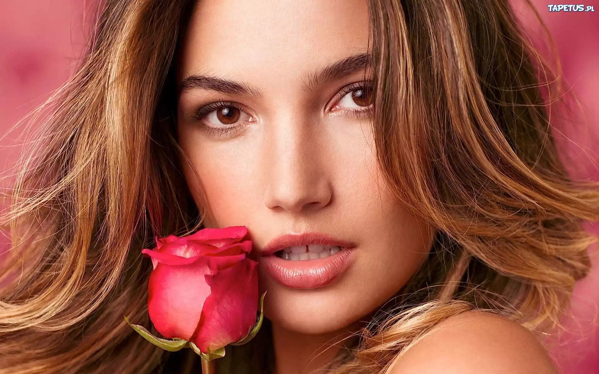 Kobieta, Roza, Makijaz, Lily Aldridge