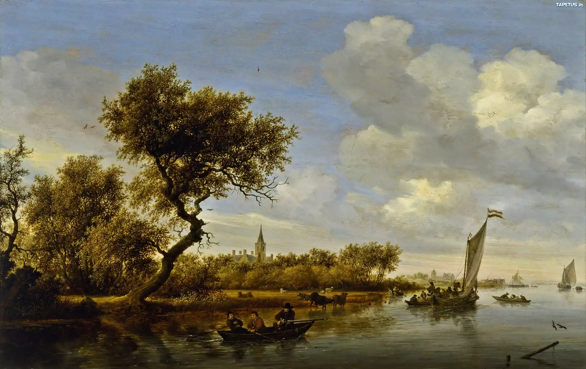 Salomon, van Ruysdael, Na Rzece, Obraz