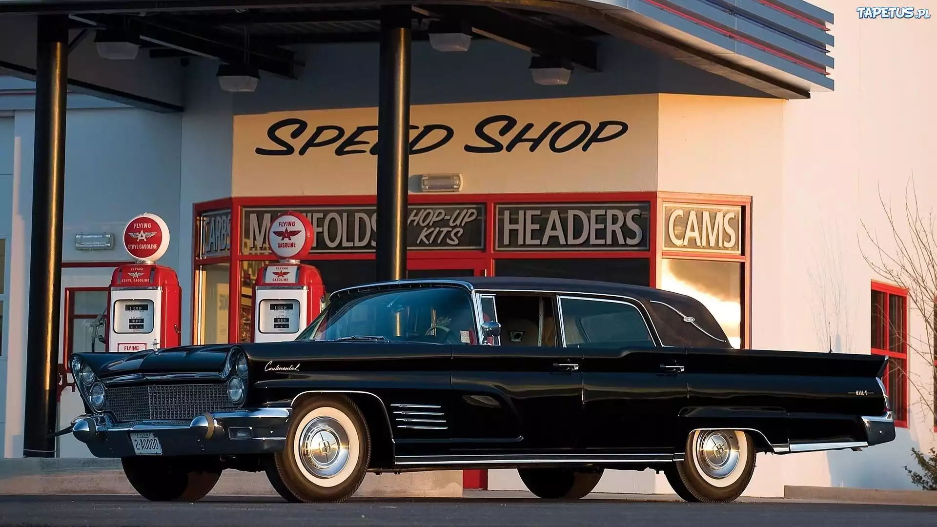 Zabytkowy, Lincoln, Continental, 1960, Stacja, Benzynowa