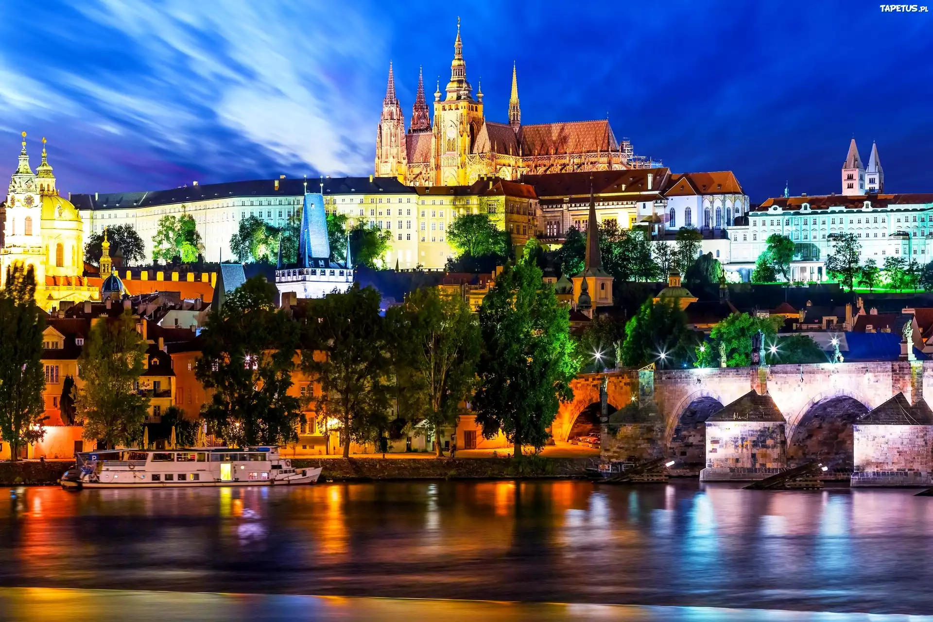 Oświetlone, Miasto, Praga, Czechy
