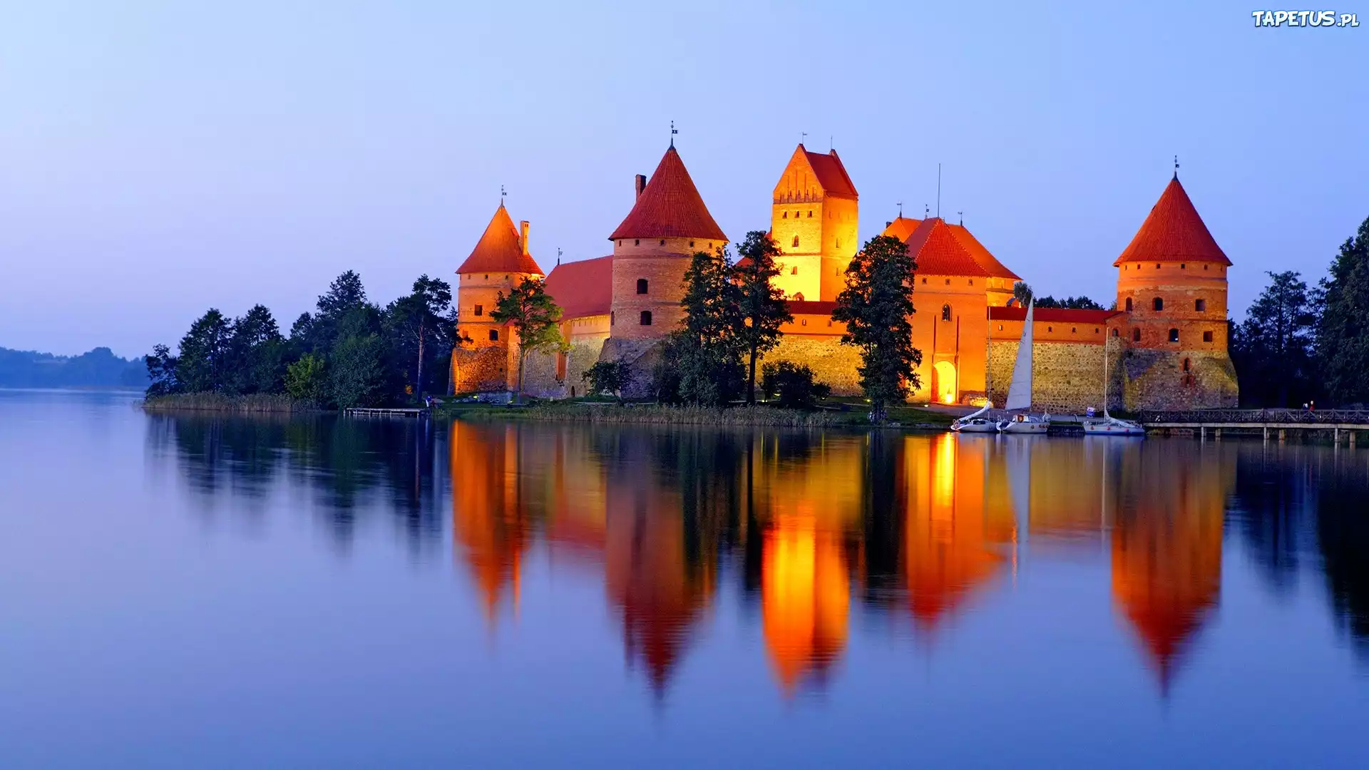 Oświetlony, Zamek, Jezioro, Galve, Litwa