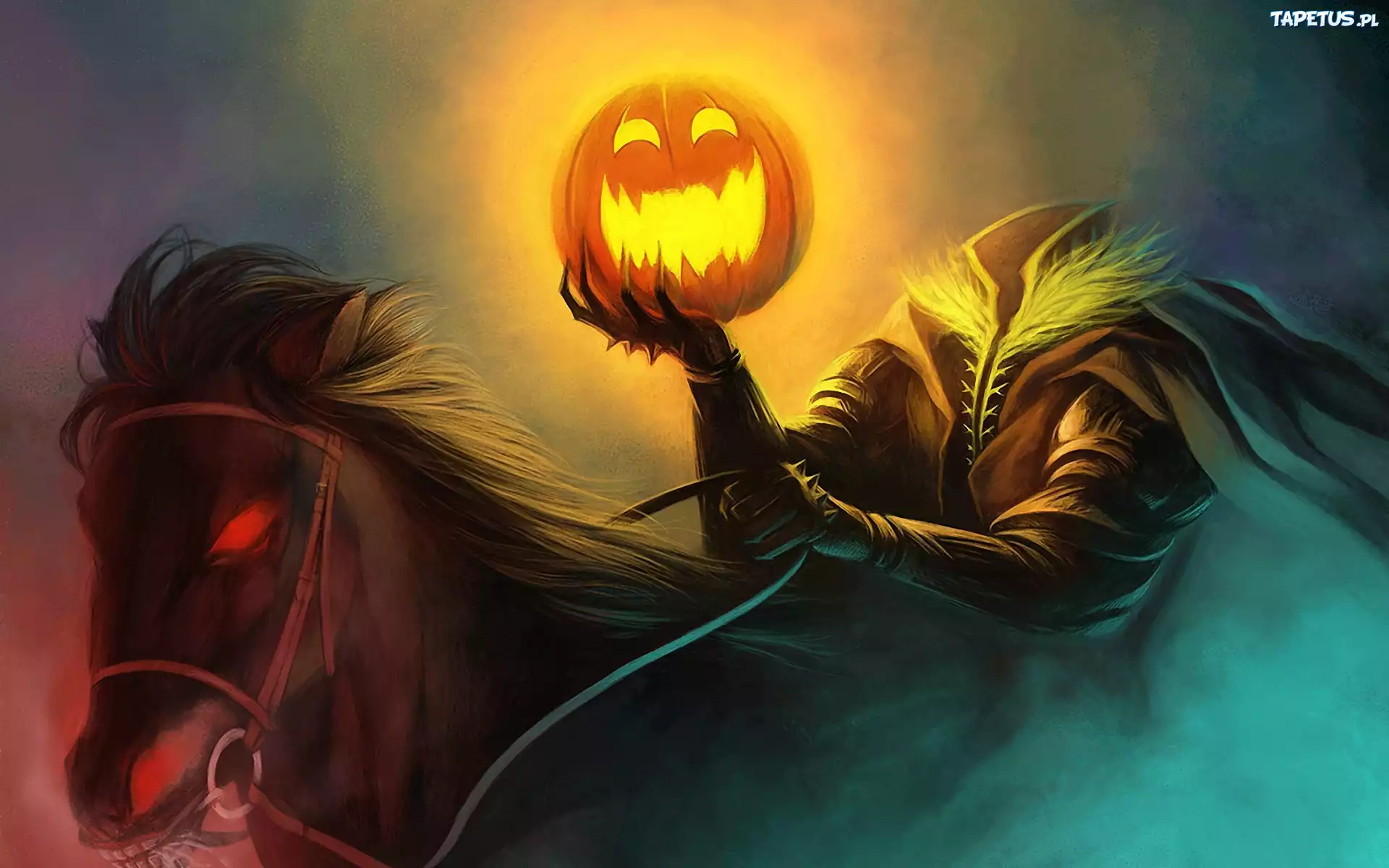 Koń, Dynia, Halloween, Art