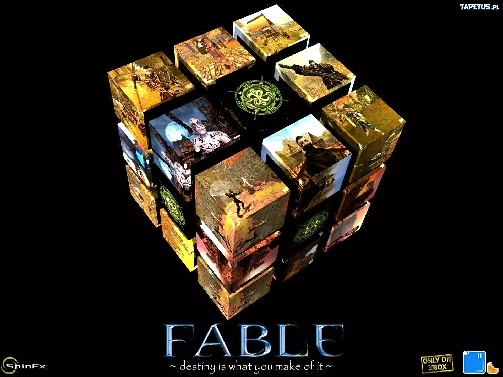 Fable, sześcian, logo, obrazy