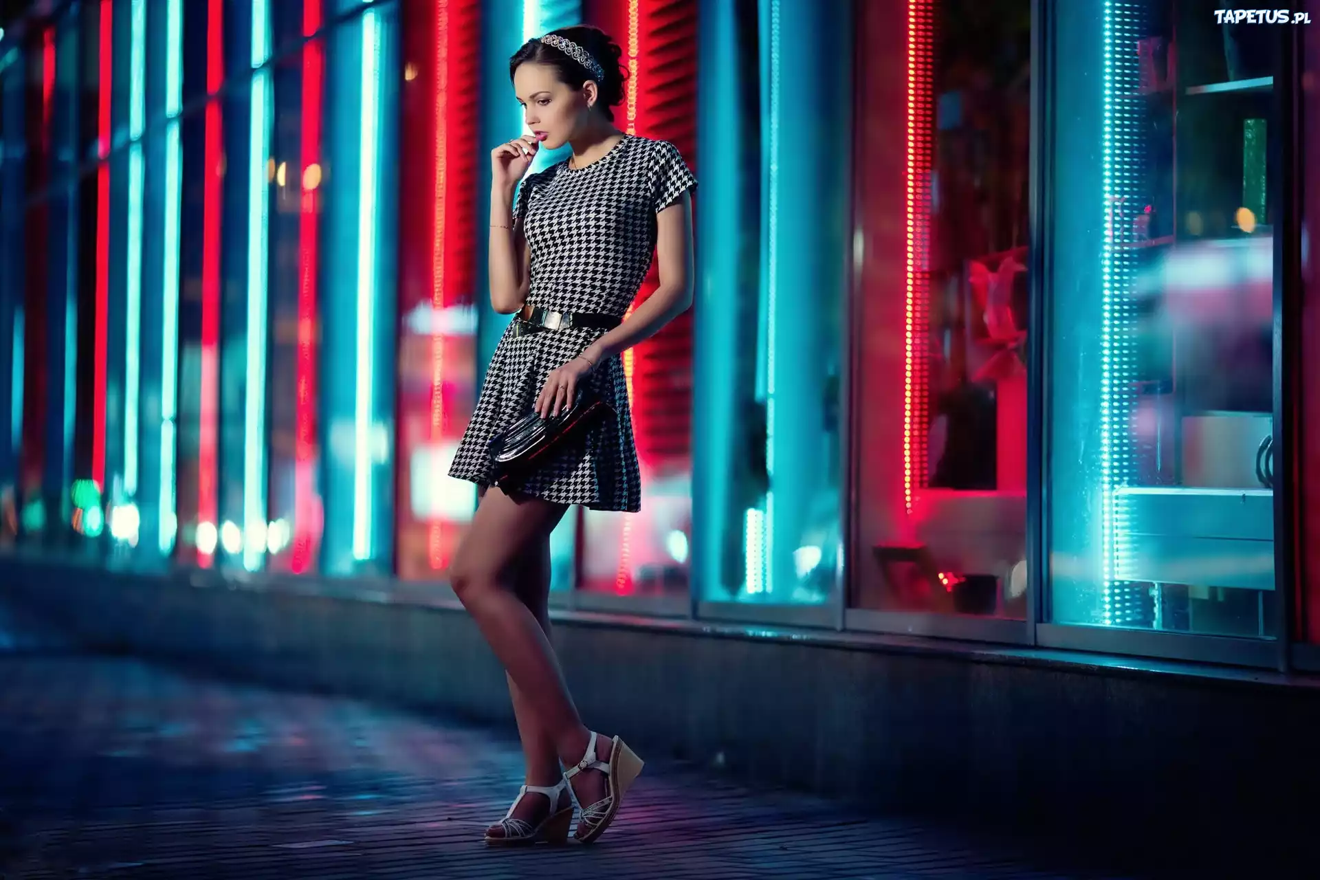 Kobieta, Moda, Styl, Ulica, Noc