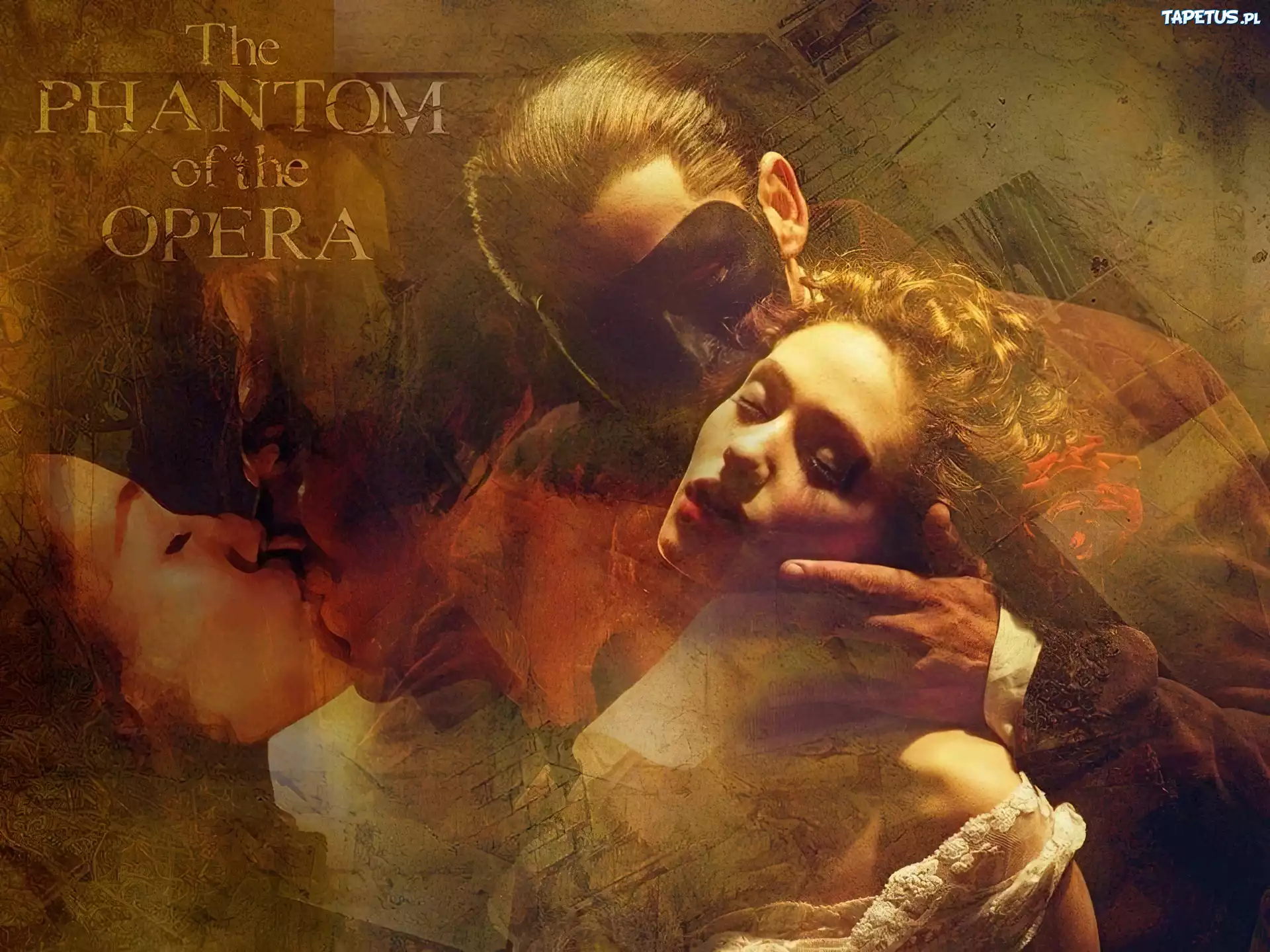Phantom Of The Opera, Emmy Rossum, Gerard Butler, maska, pocałunek