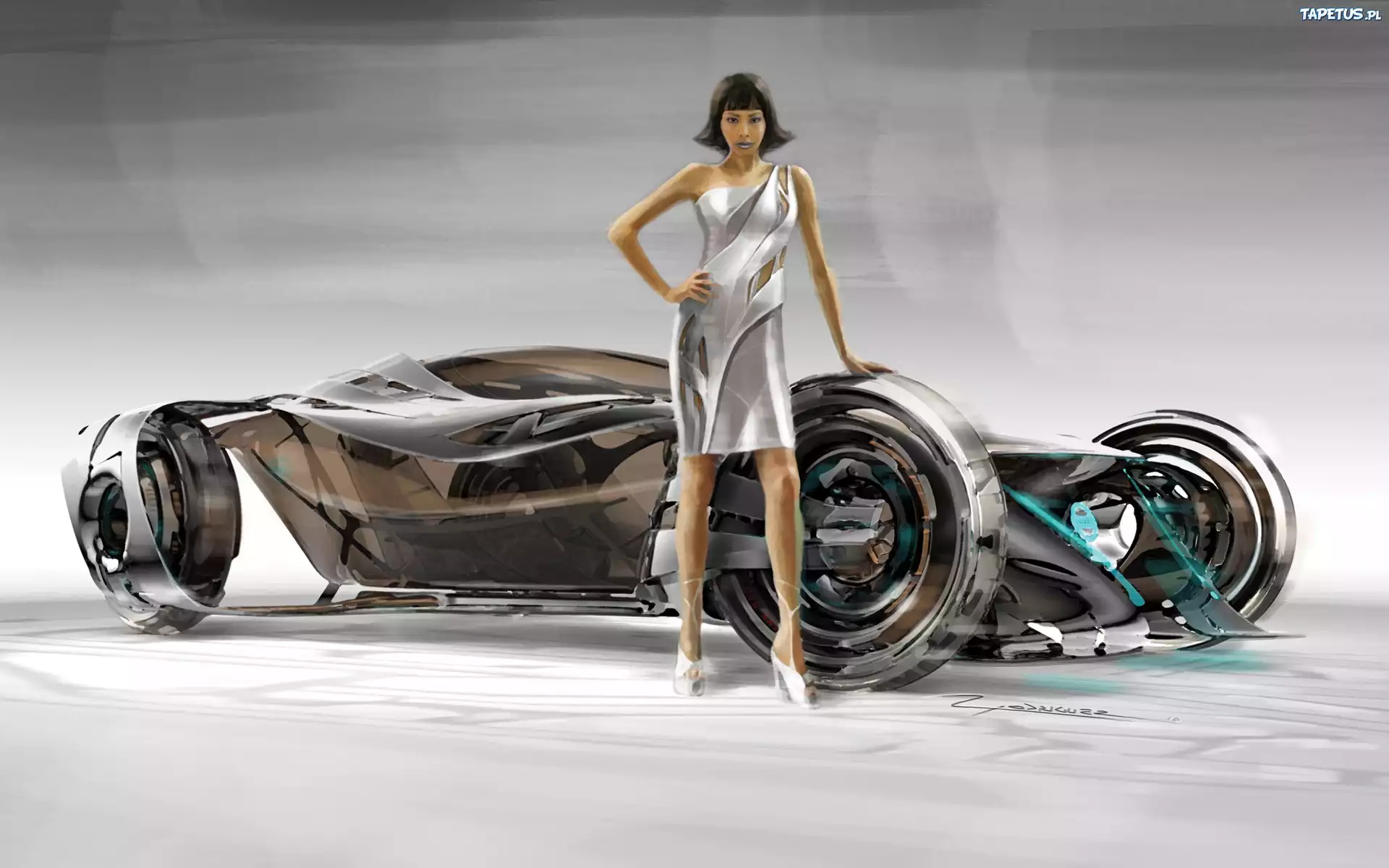 Prototyp, Auto przyszłości, Girl car, 3D, Wektorowa