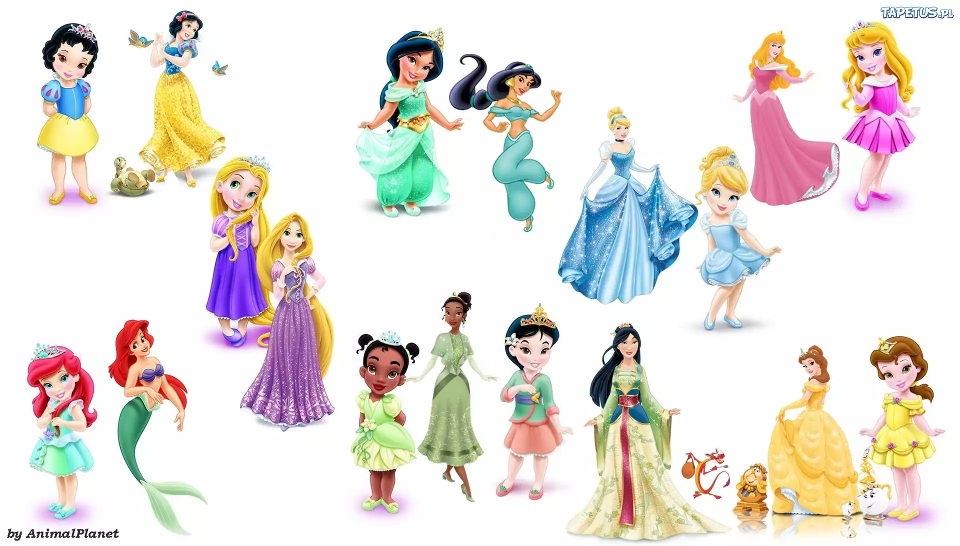Księżniczki, Disney, Ariel, Śnieżka, Jasmina, Mulan, Kopciuszek, Bajka, Dla dzieci