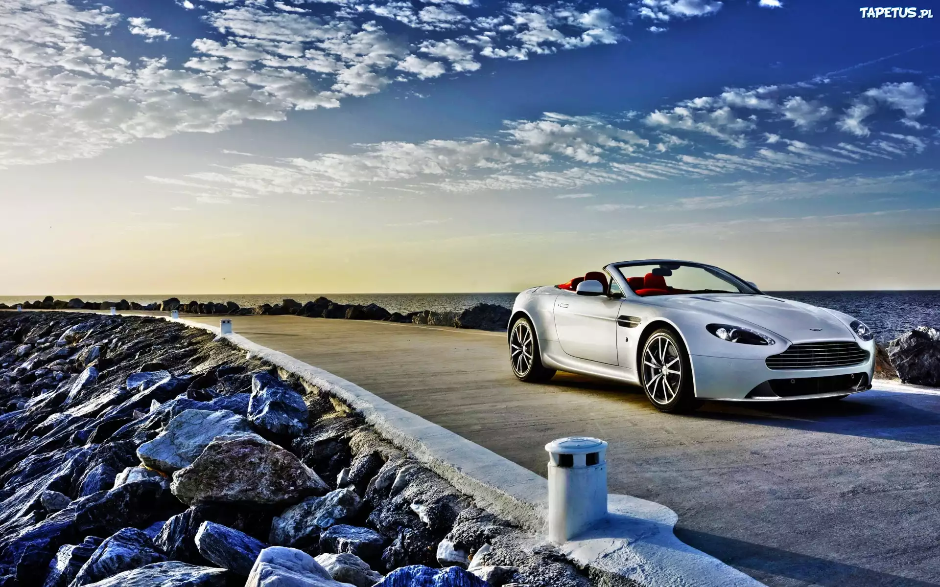 Aston Martin, V8, Vantage, Droga, Kamienie, Morze