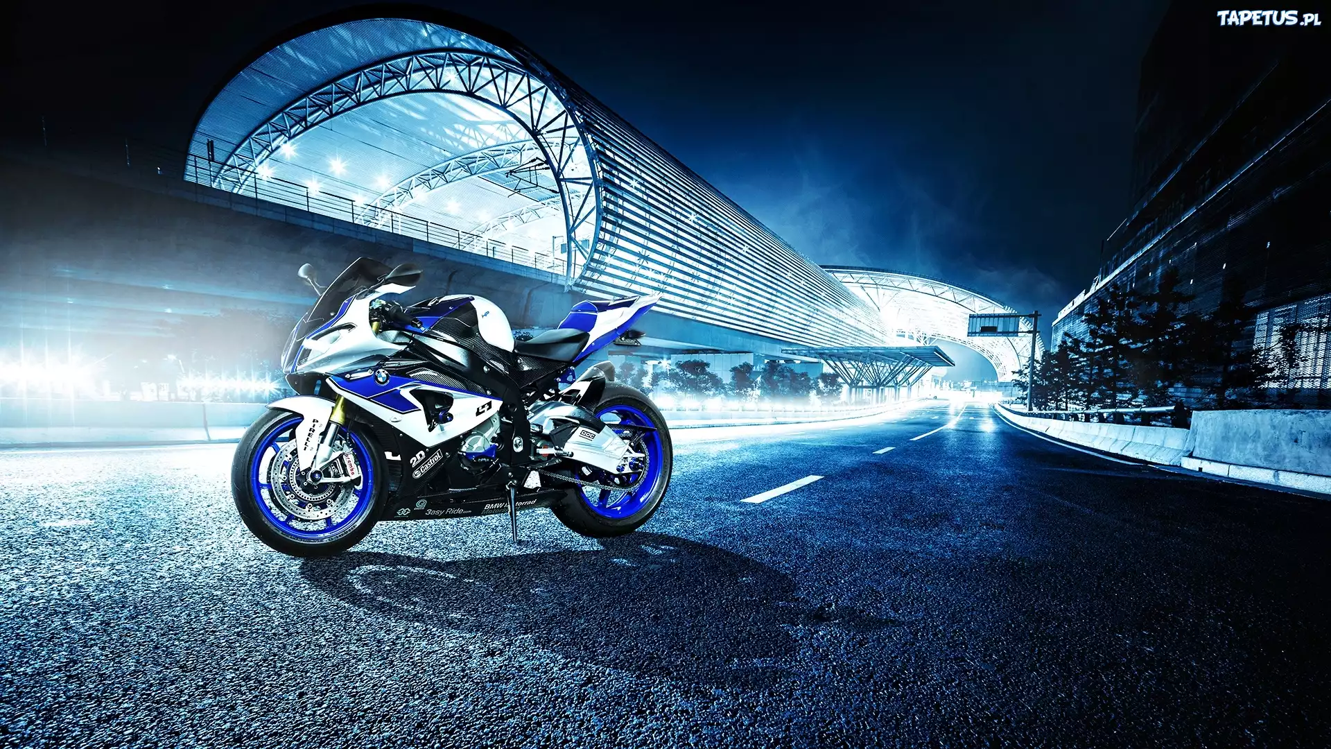 Motocykl, BMW, Droga, Wieczór, Oświetlenie