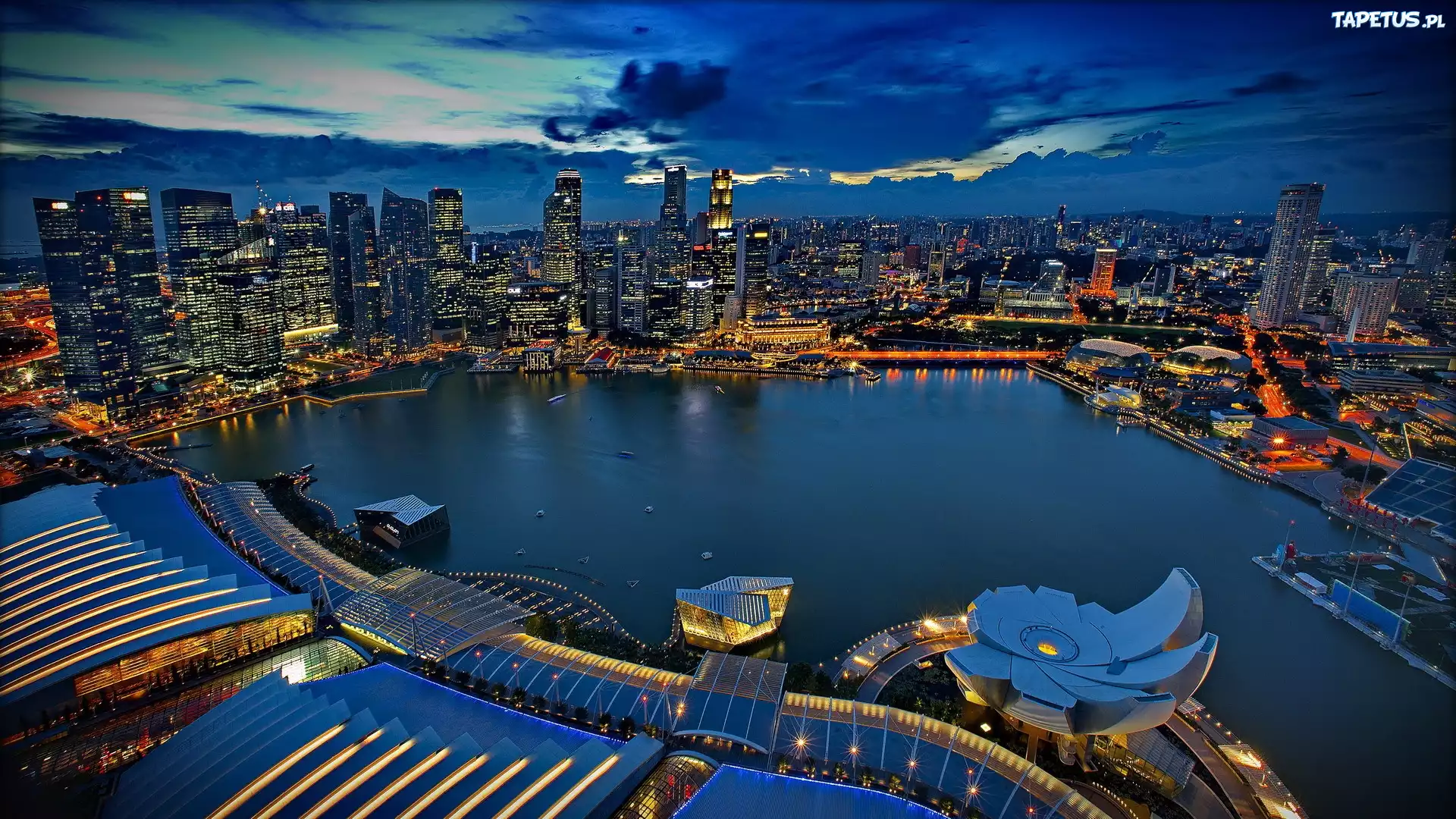 Singapur, Nocą, Panorama