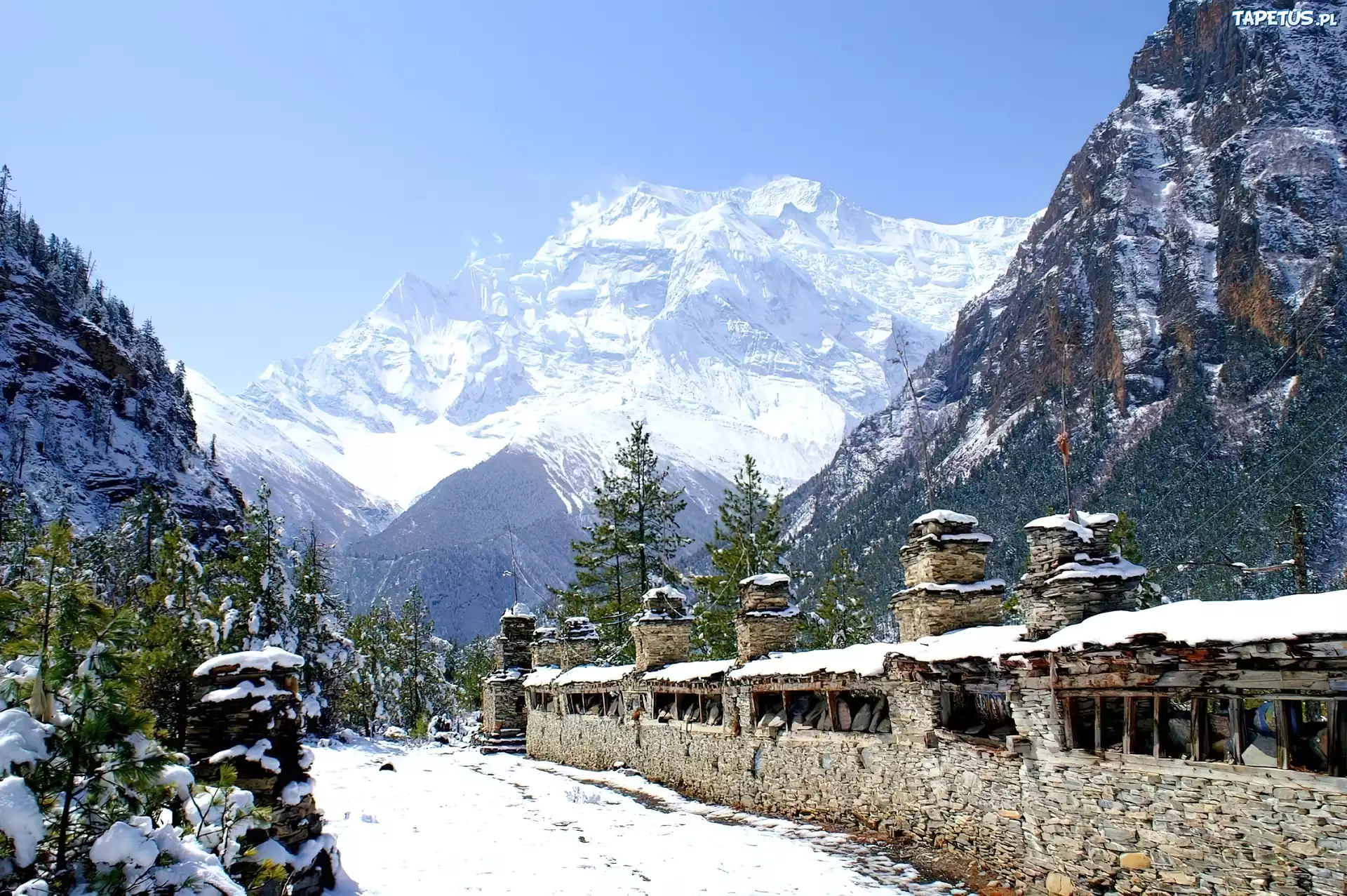 Góry, Śnieg, Płot, Nepal