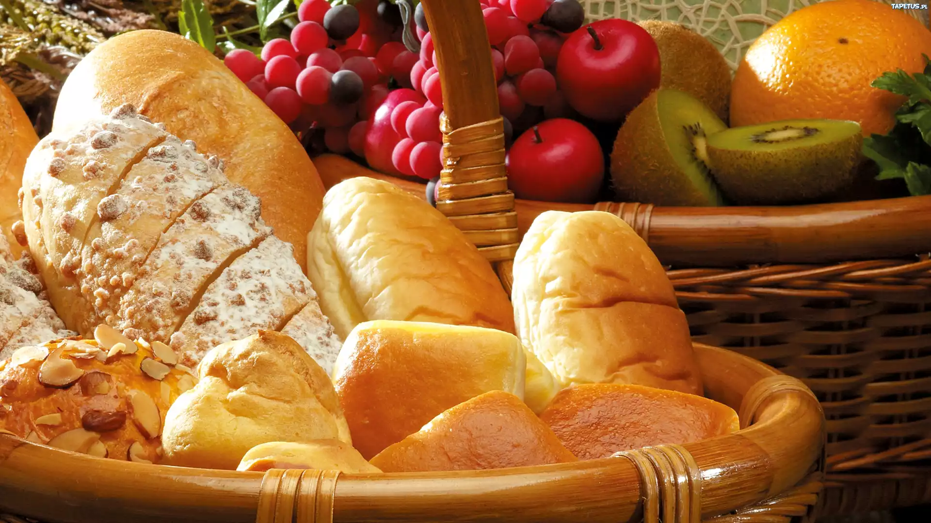 Różne, Owoce, Bułki, Chleb, Kosze