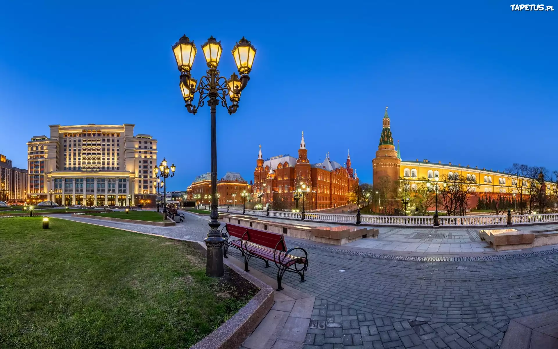 Moskwa, Rosja, Kreml, Światła