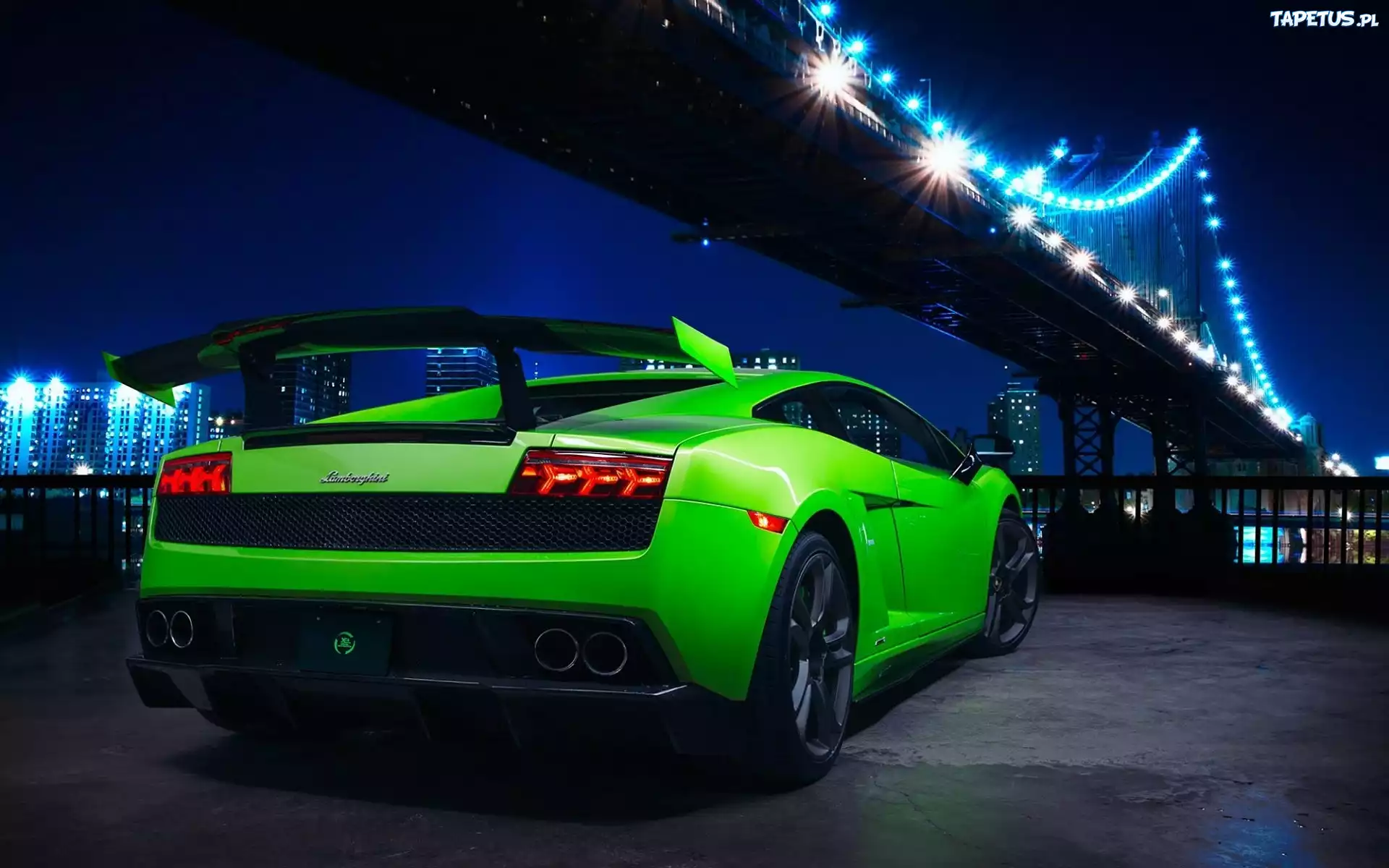 Lamborghini, Gallardo, Oświetlony, Most, Rzeka
