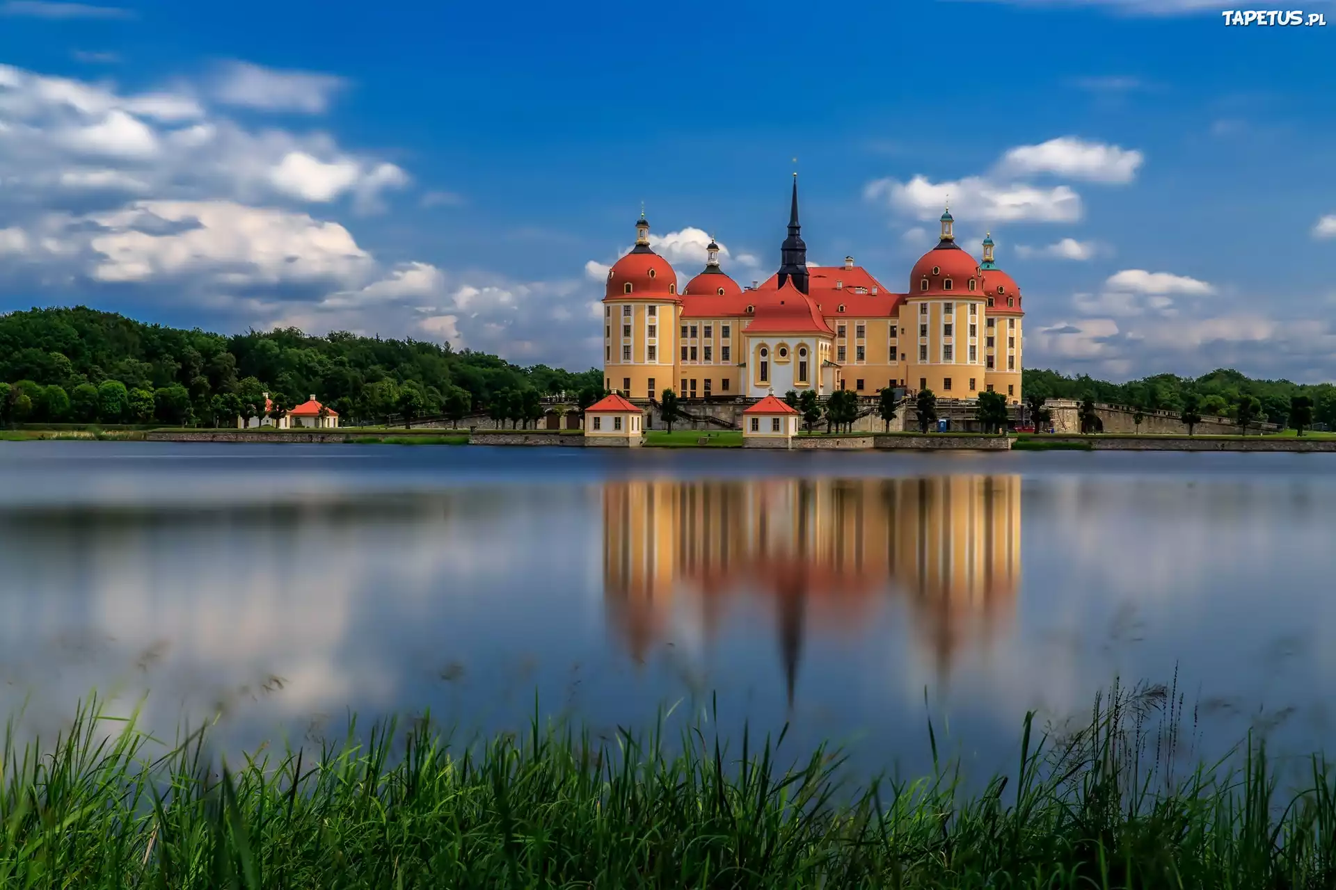Saksonia, Zamek, Moritzburg, Niemcy, Rzeka