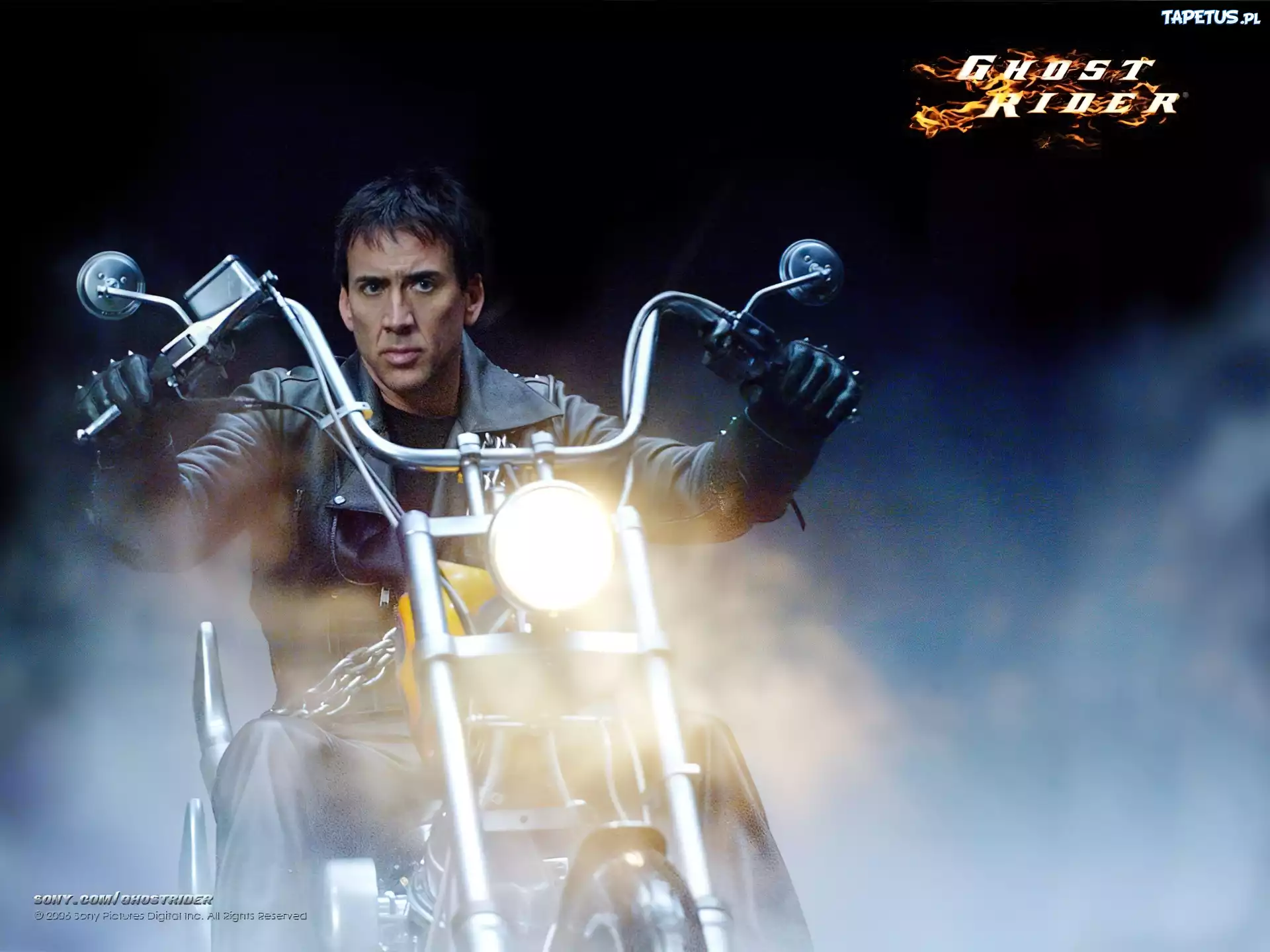 motocykl, dym, Ghost Rider, Nicolas Cage