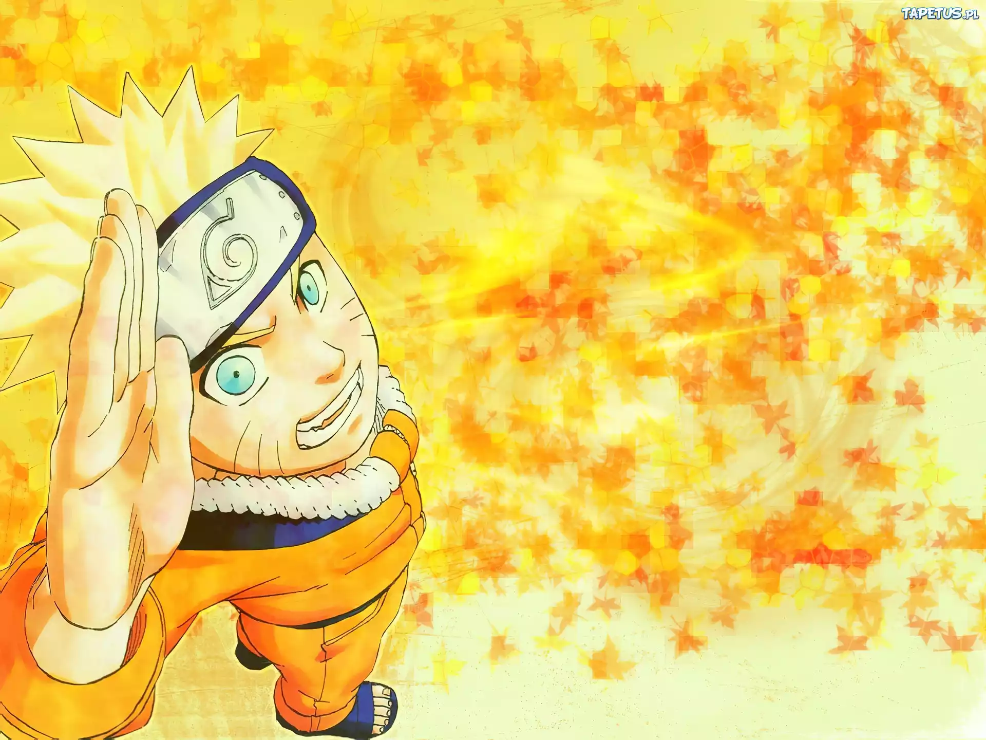 Naruto, dłoń, niebieskie oczy
