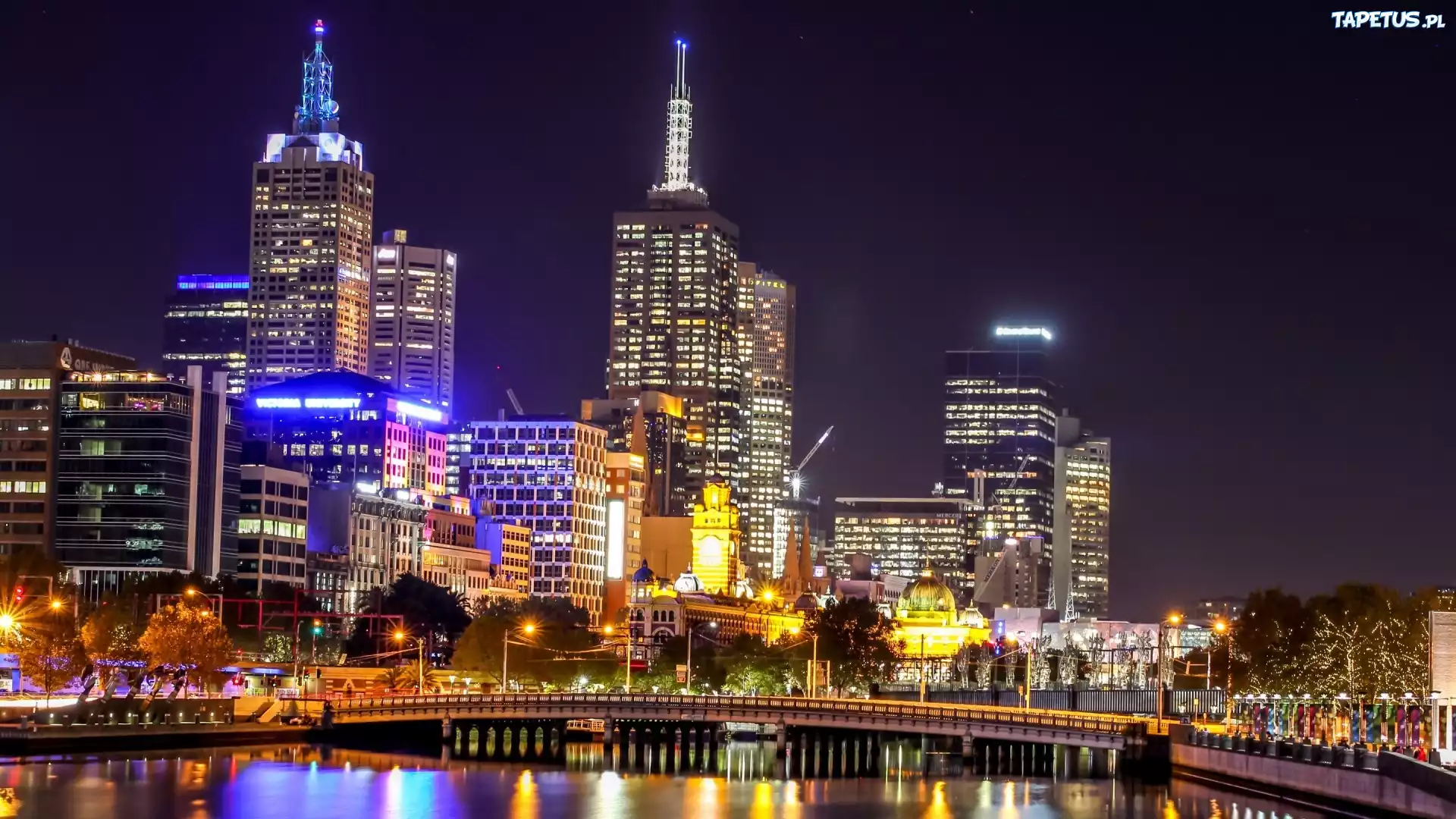 Australia, Melbourne, Miasto, Noc