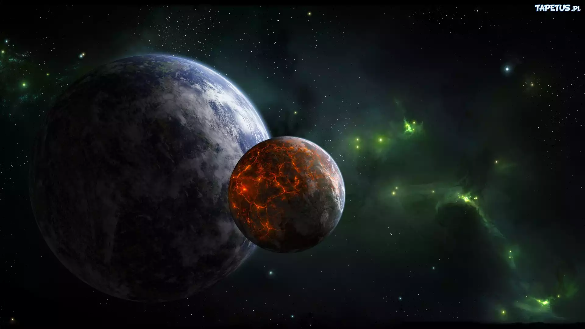 Kosmos, Fantasy, Planeta, Ziemia, Gwiazdy, Księżyc