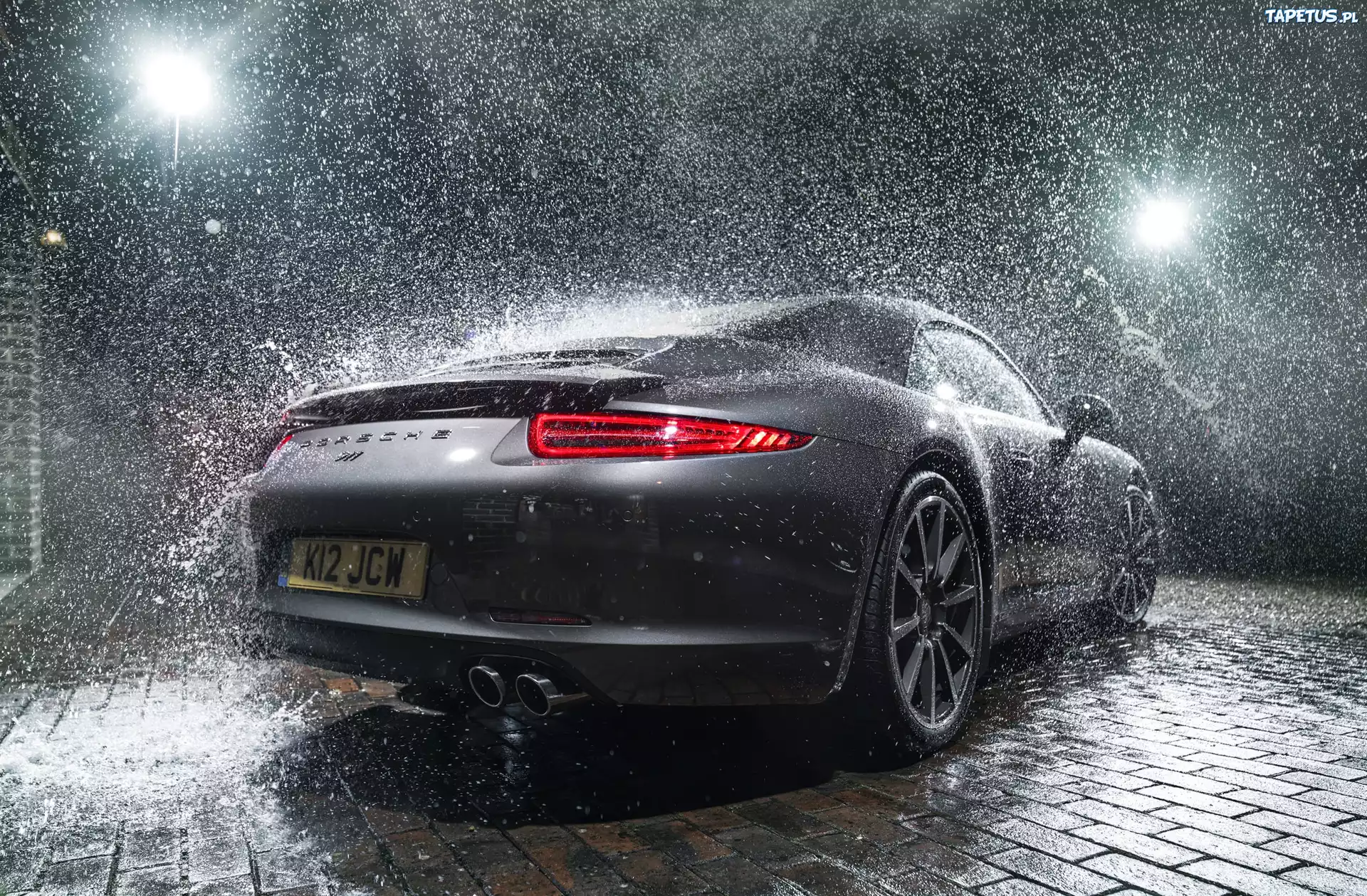 Porsche, 911, Turbo, Deszcz