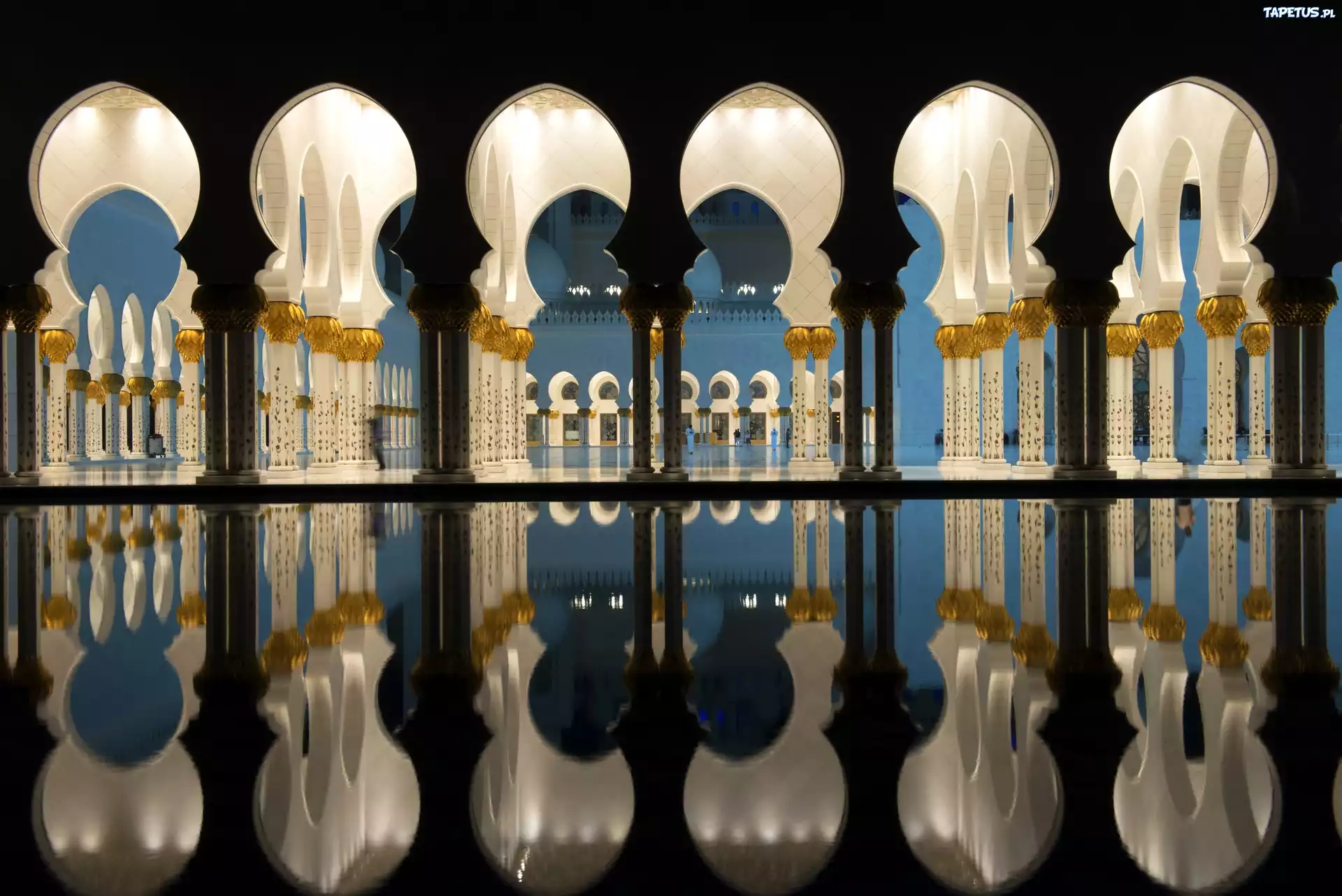 Meczet, Wnętrze, Odbicie, Abu Dhabi