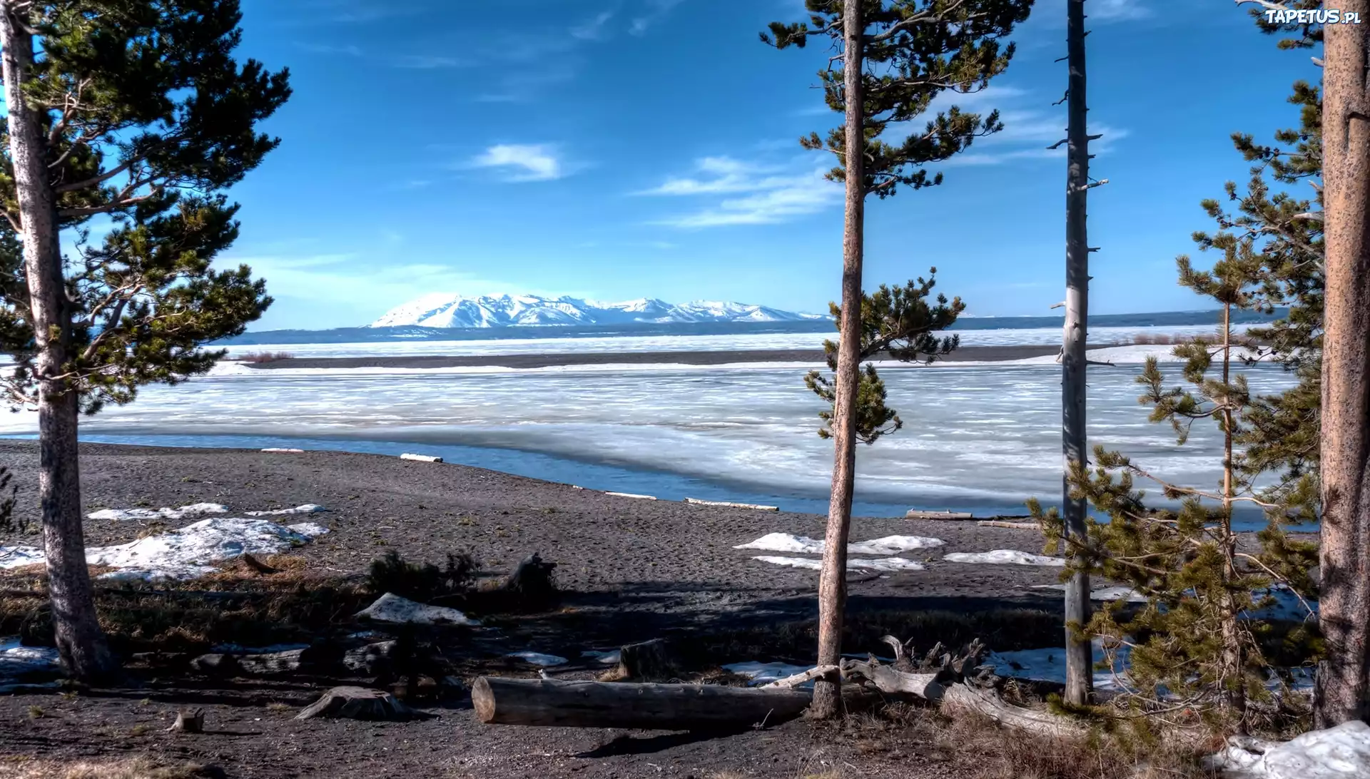 Park Narodowy, Yellowstone, Jezioro, Zima, USA