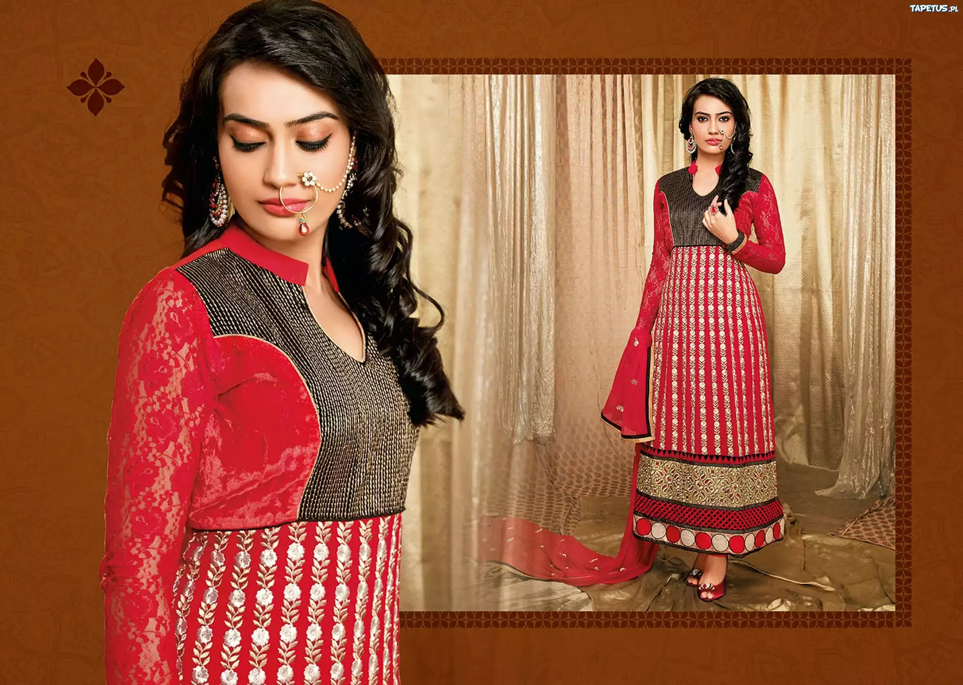 Kobieta, Strój, Salwar, Kameez, Makijaż