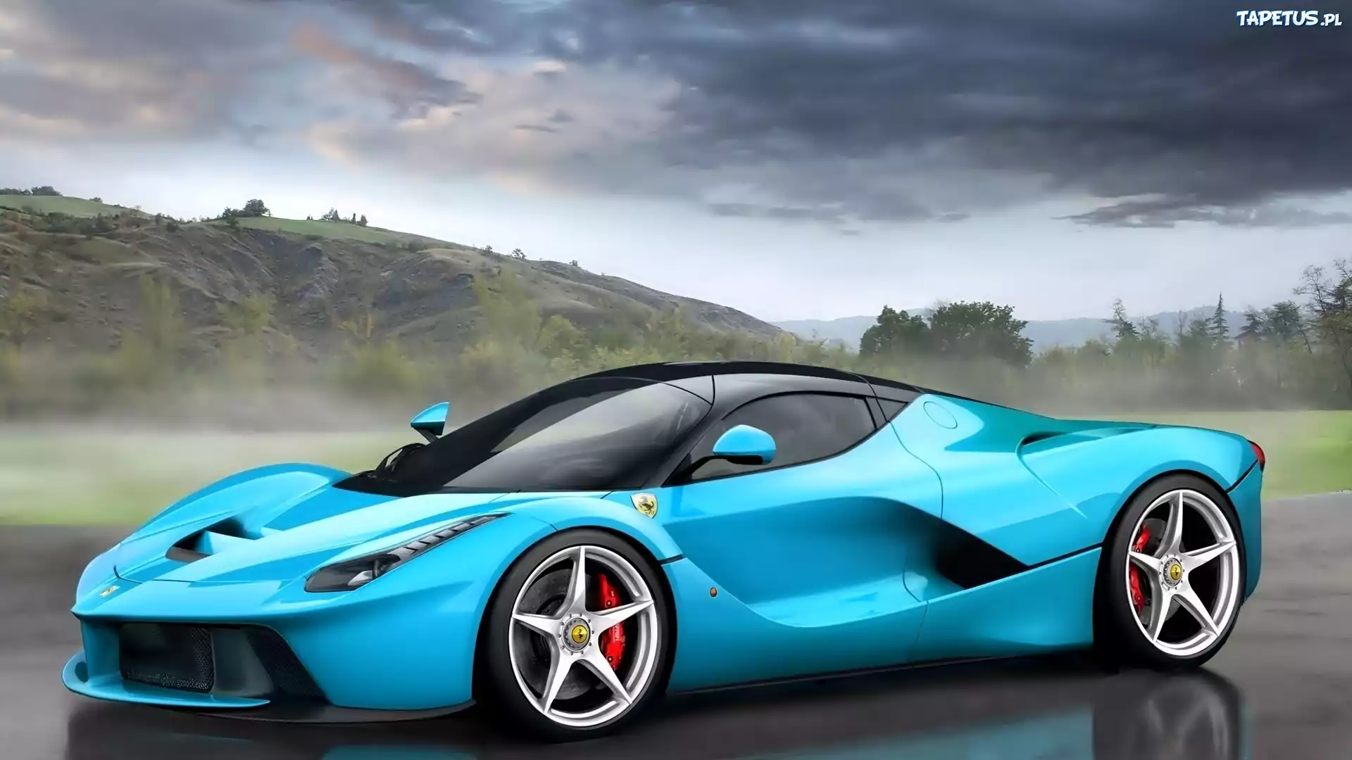 Niebieskie, Ferrari, Enzo, Wzgórza, Mgła