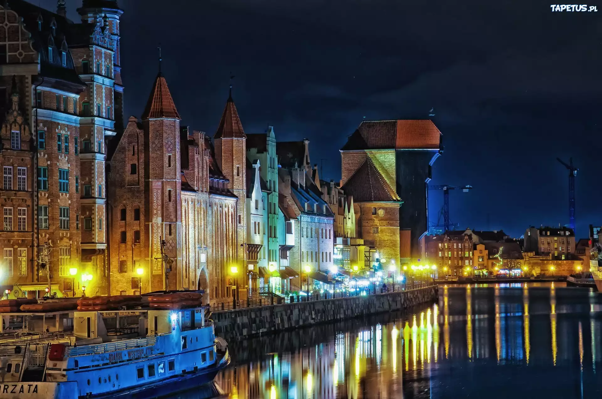Miasto nocą, Gdańsk, Polska